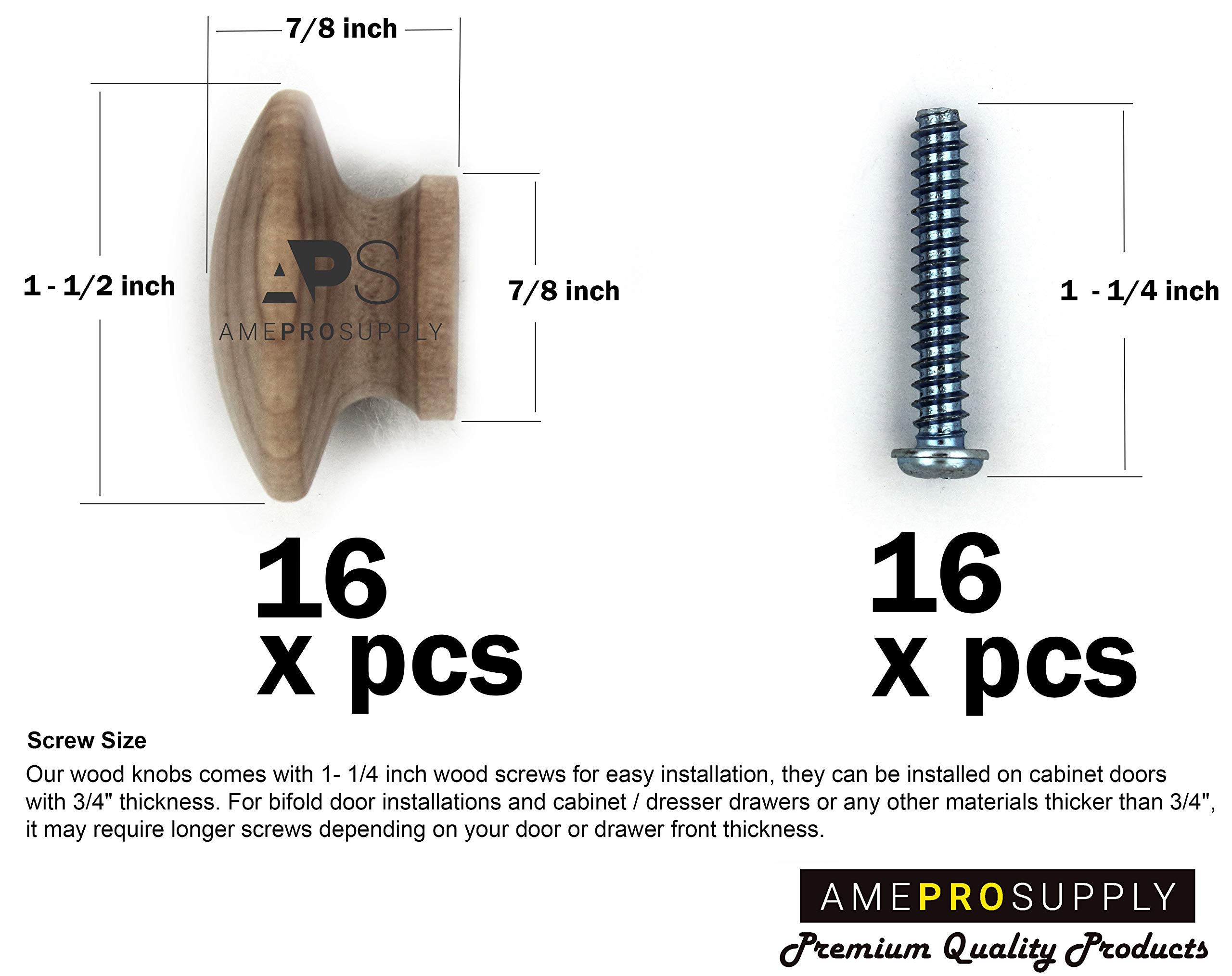 AMEPROSUPPLY Wood knobs for Cabinet Doors, Dresser Furniture