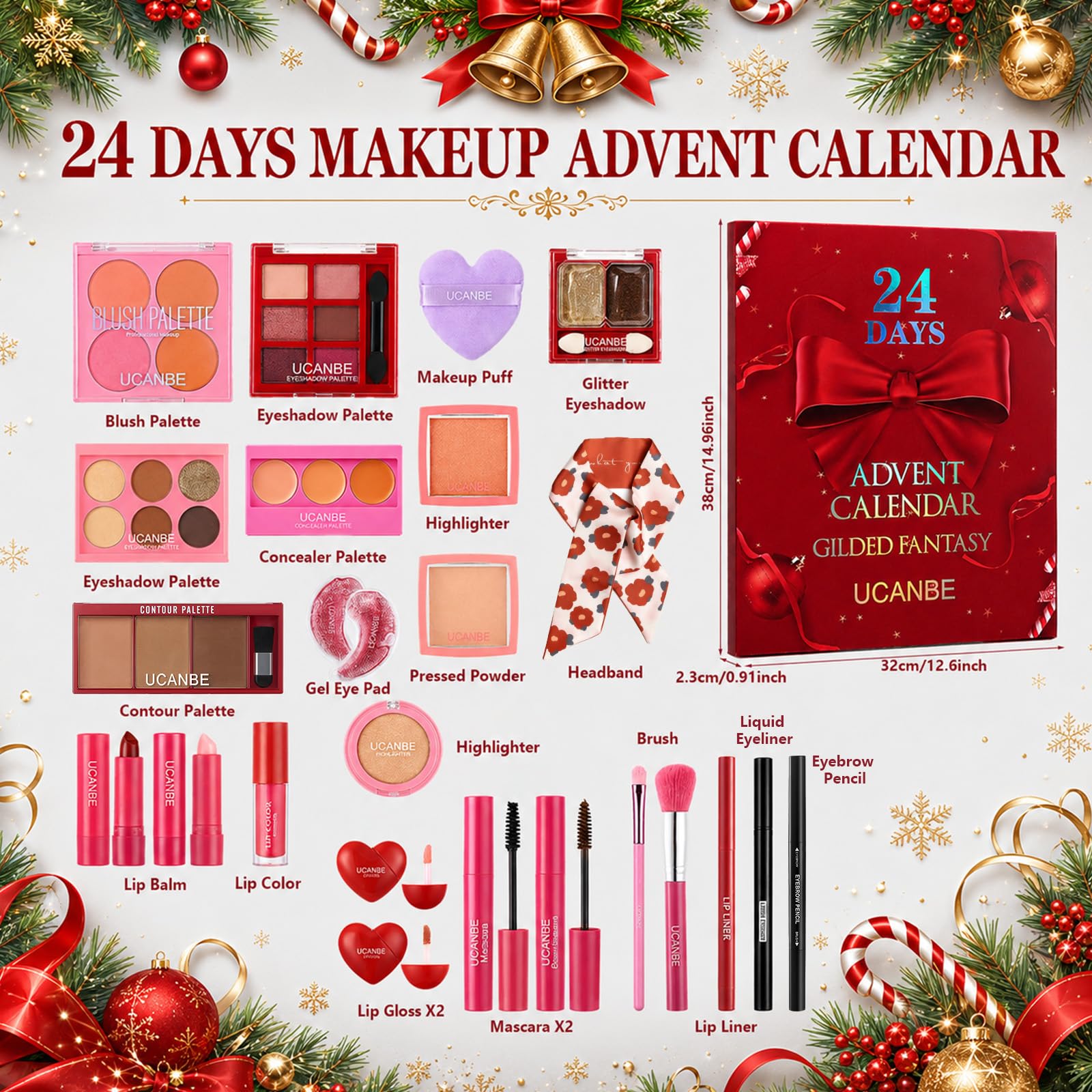 Calendario dell'Avvento del trucco 2026, set regalo di Natale da 24 pezzi, calendario del conto alla rovescia di Natale 2026, set regalo a sorpresa per donne, adolescenti e ragazze