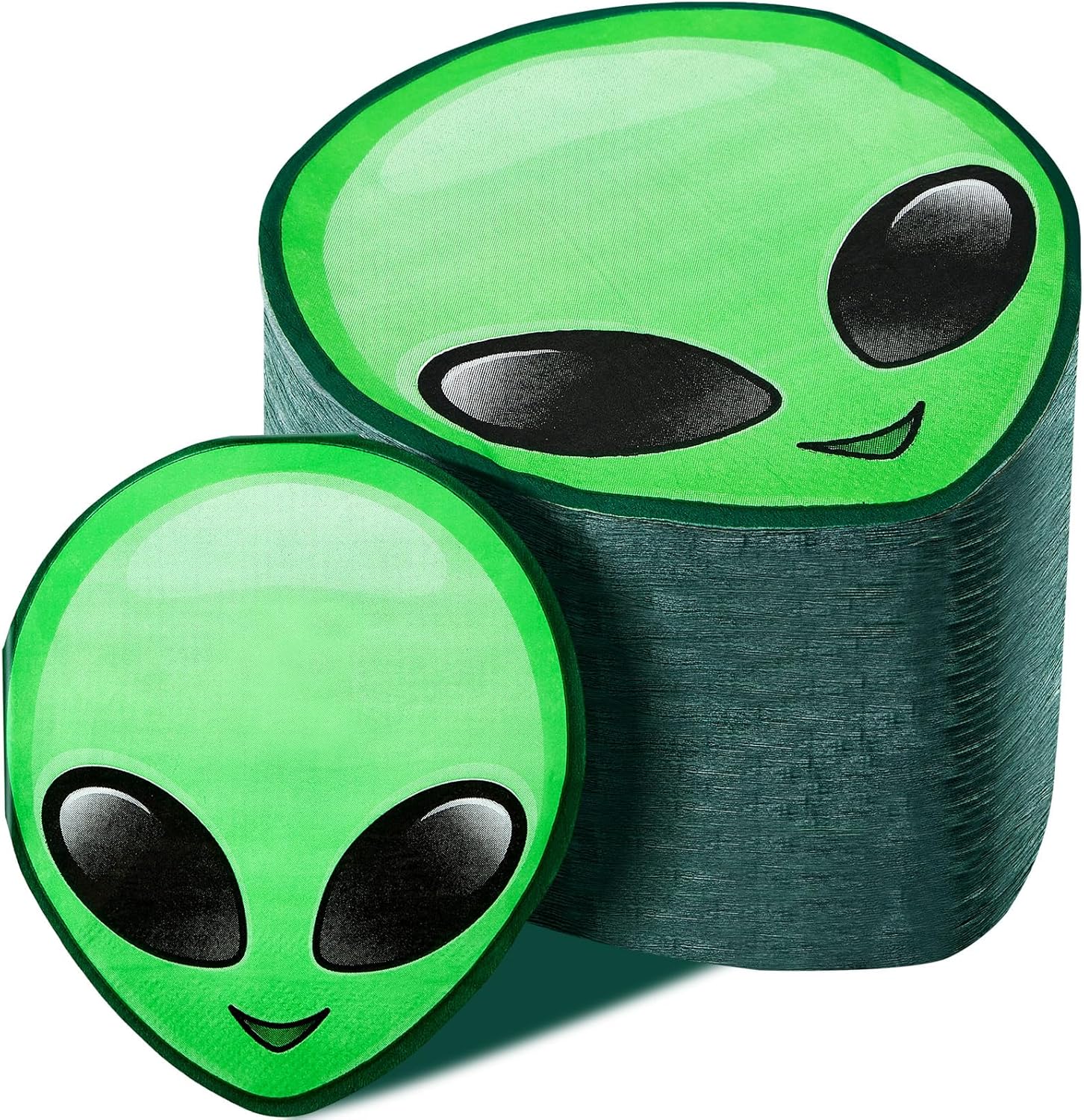 Tenceur 100 Pcs Alien Dessert Napkins Cocktail Green Dinner Napkins Alien Party Decorations Disposable Paper for Birthday Party Space Astronaut Themed Supplies