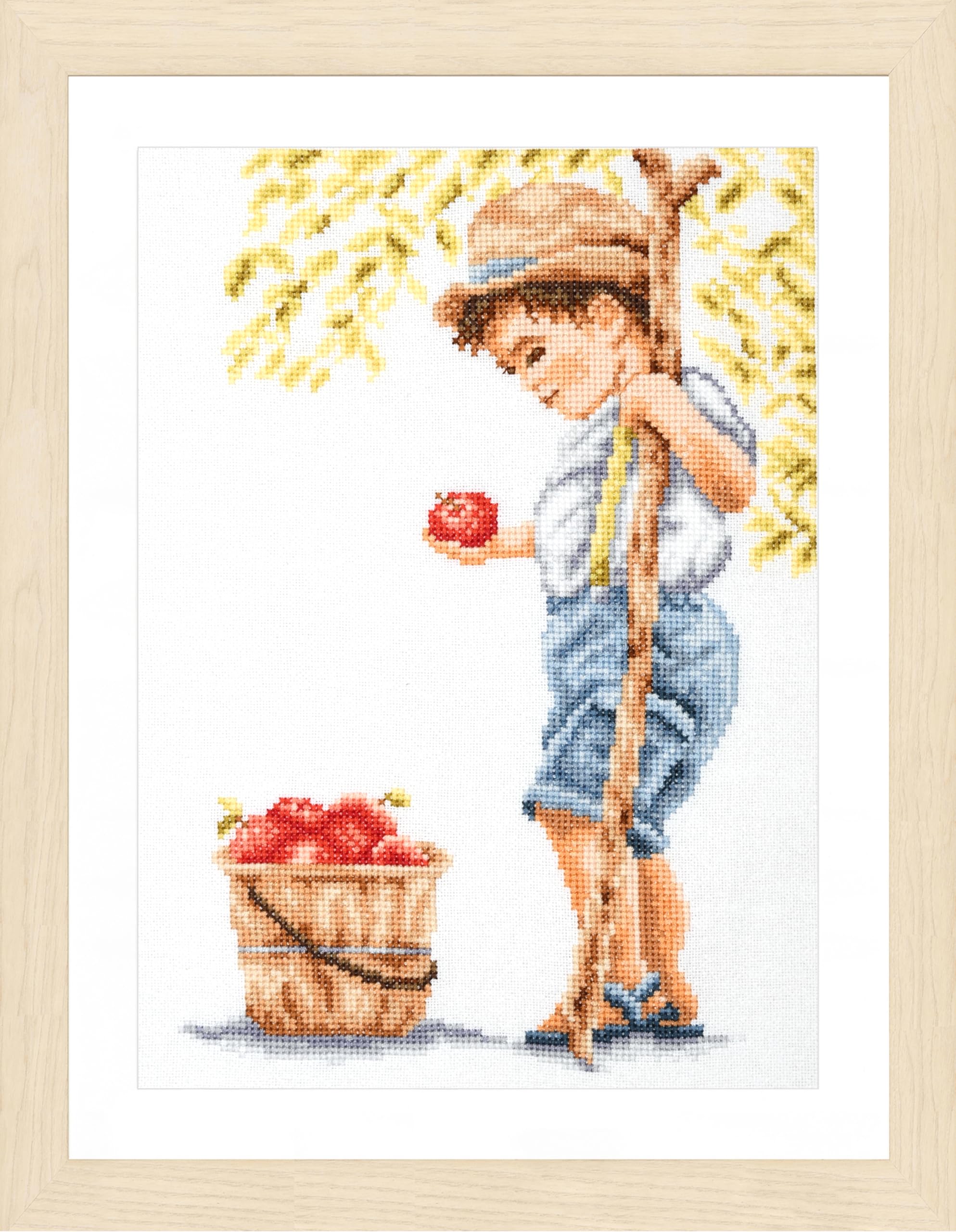Lanarte counted cross stitch kit ""Romance, Boy with apples Aida"", 20x30cm