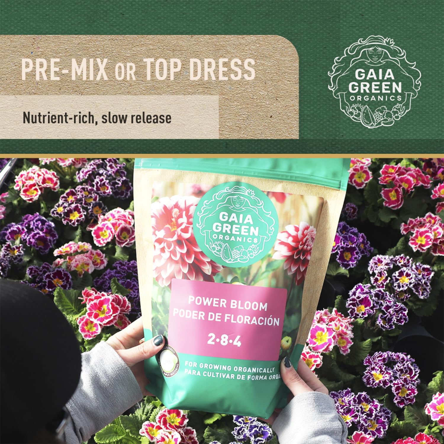 Gaia Green Power Bloom Organic Fertilizer 2-8-4, 2 KG, Bloom Booster