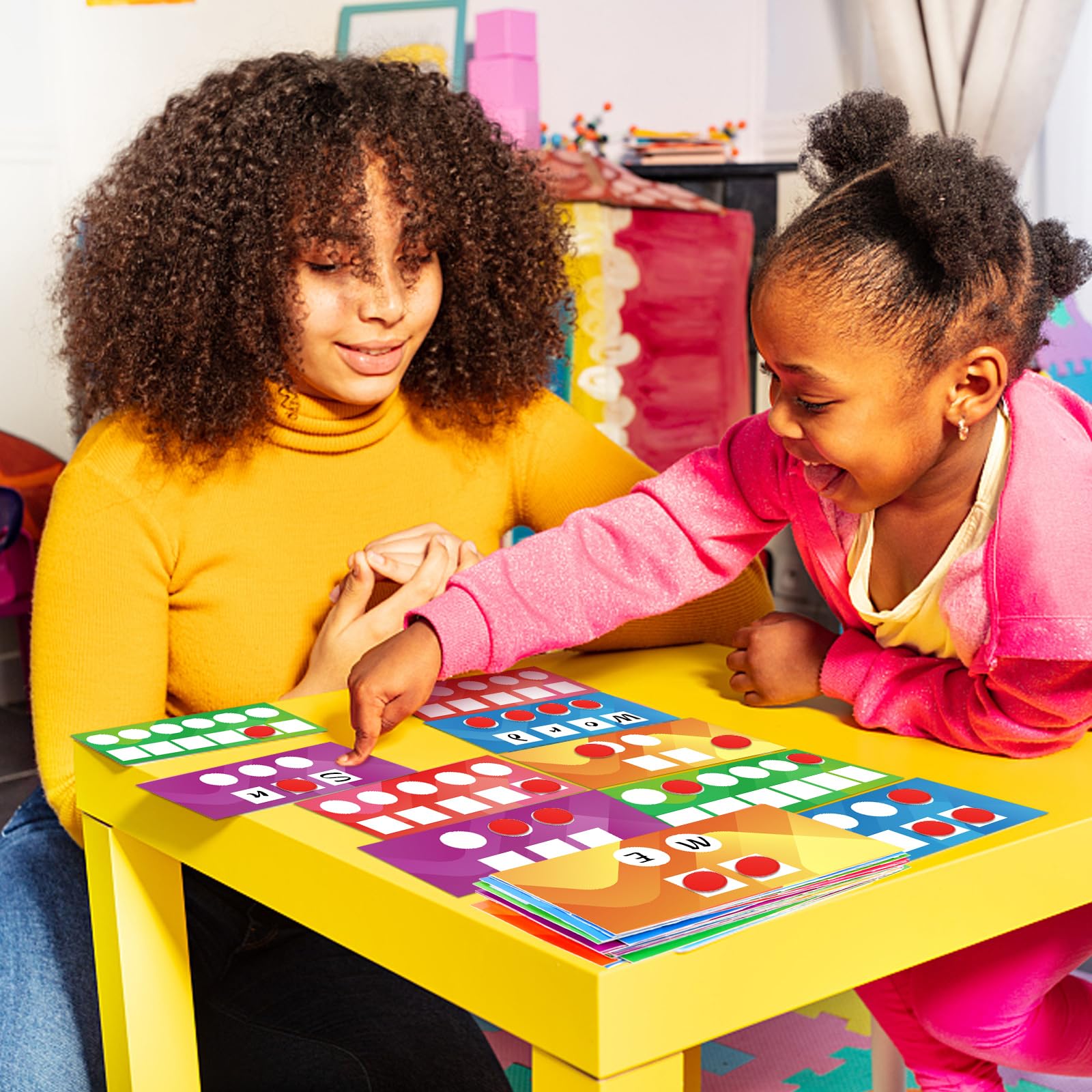 uyakhom 202 Pcs Sound Box Mats and Chips Phonemic Awareness Supplies Includes 100 Sound Box Mats 100 Plastic Chips 2 Markers Phonics Classroom Reading Games for Kindergarten Preschool Elementary - Image 4