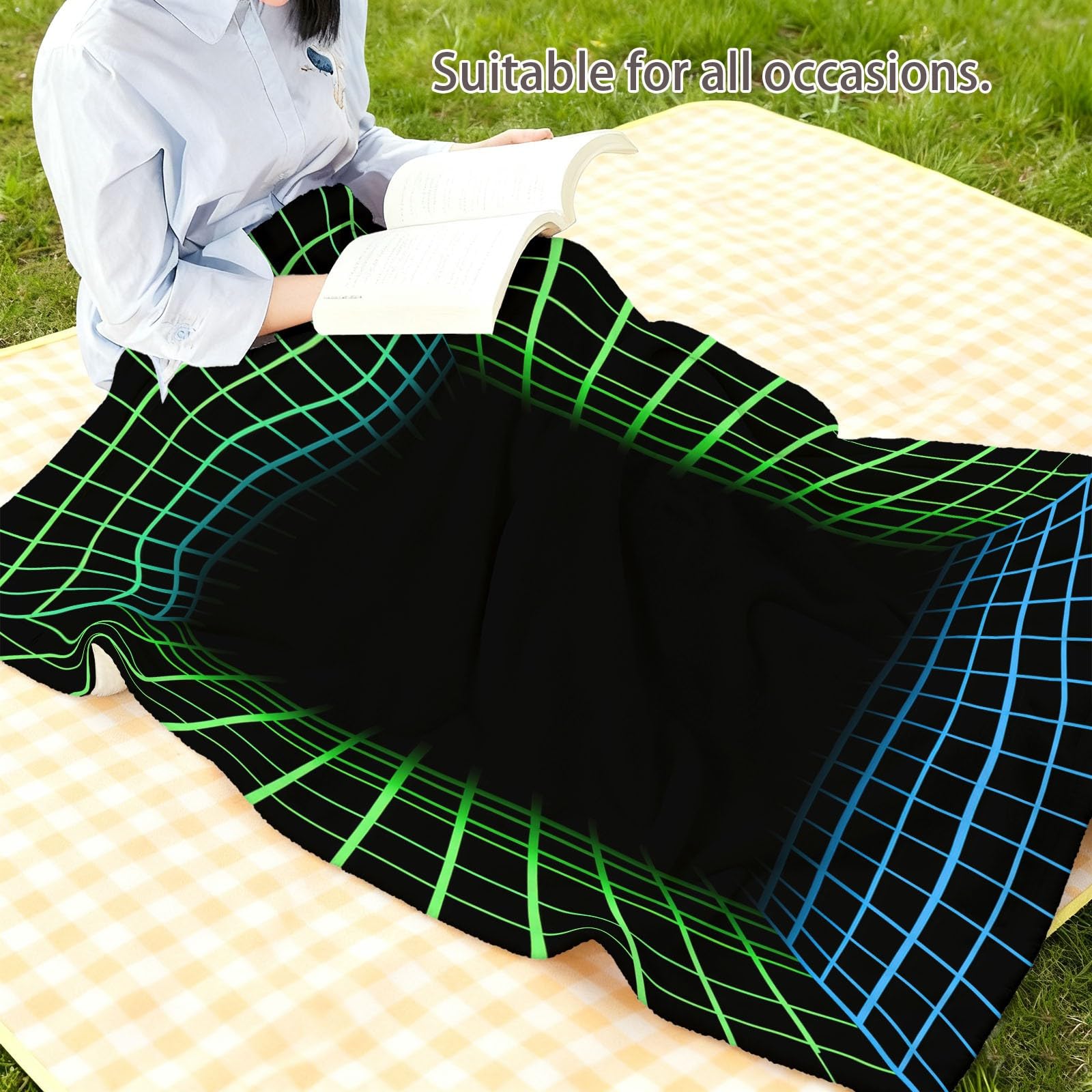 Griglia Geometrica Coperta Plaid Matrimoniale Linee Al Neon Coperta Flanella 180 x 220 cm, Nero Copridivano In Microfibra Morbida - Coperte Termica Per Plaid Divano Copriletto