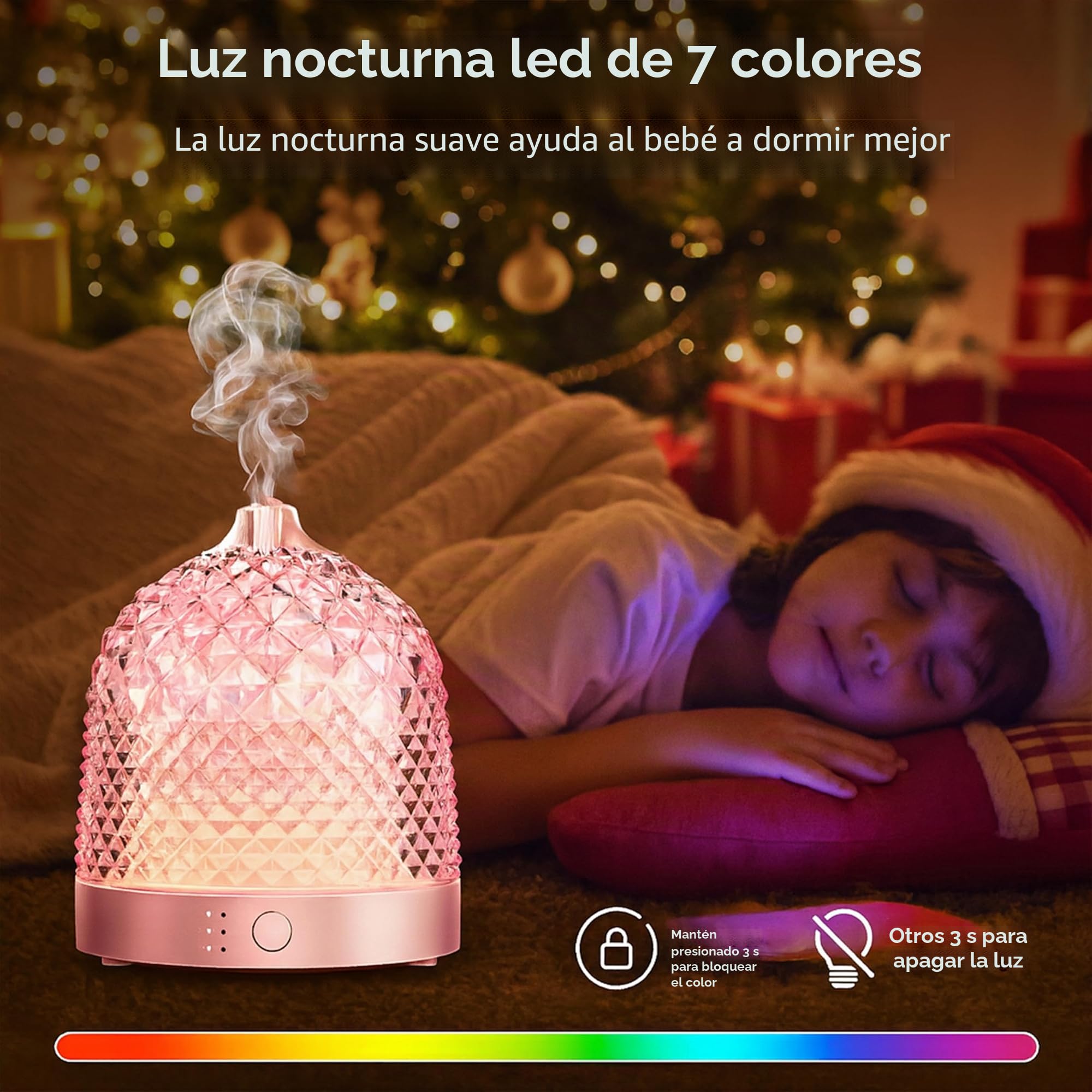 ALMA Difusor y humidificador de aceites Esenciales con depósito de Cristal de 200 ml - aromaterapia Elegante con Vidrio, iluminación LED de Ambiente, 10 Horas de Niebla tranquilizadora (Gold Rose)