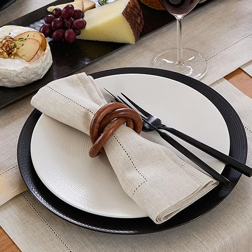 Miniatura 8 de Solino Home Servilletas de lino natural claro  Servilletas de cena de lino 100% puro de 20 x 20 pulgadas  Servilletas clásicas de vainica para