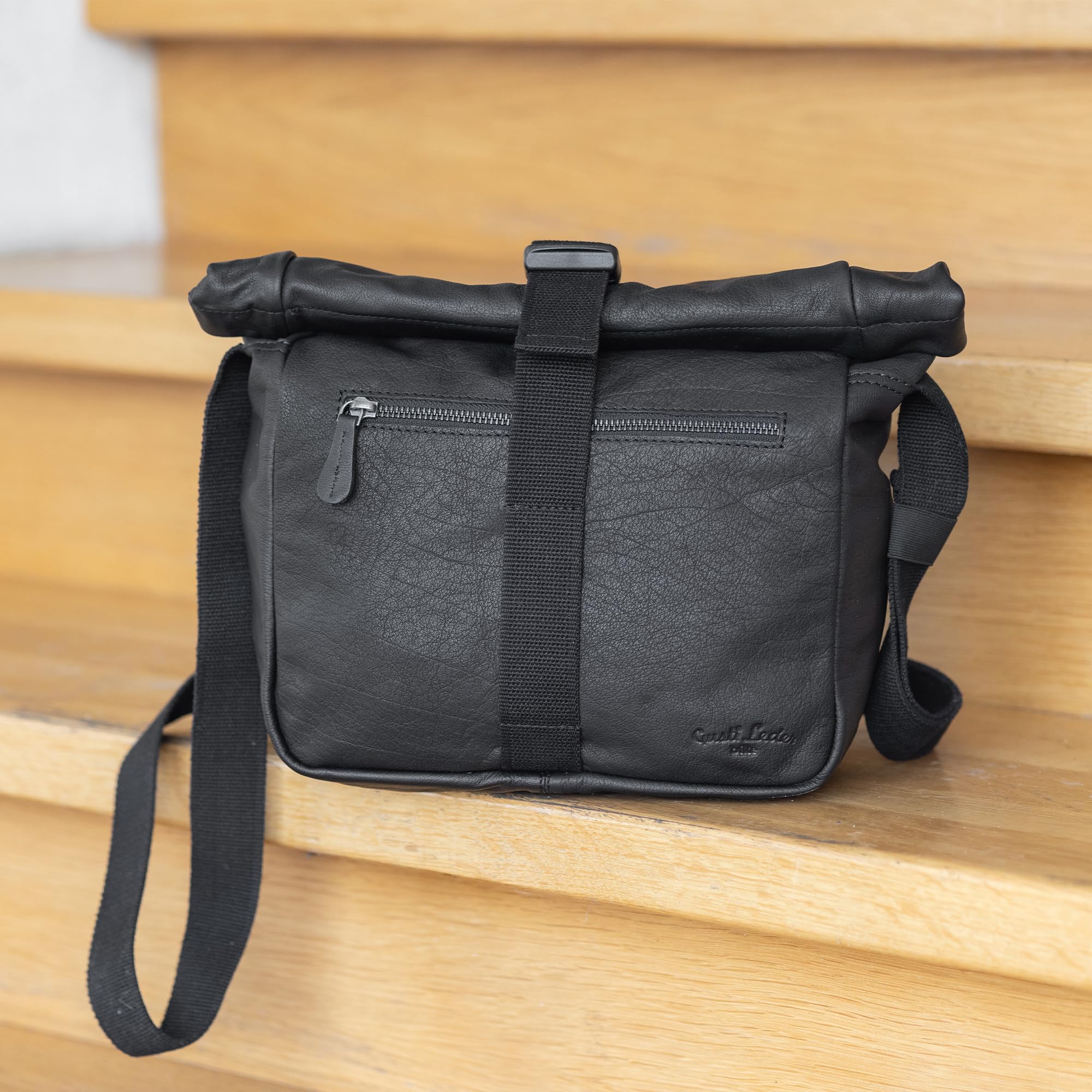 Gusti Luis Bandolera Bolso de piel Negro Cuero, Negro