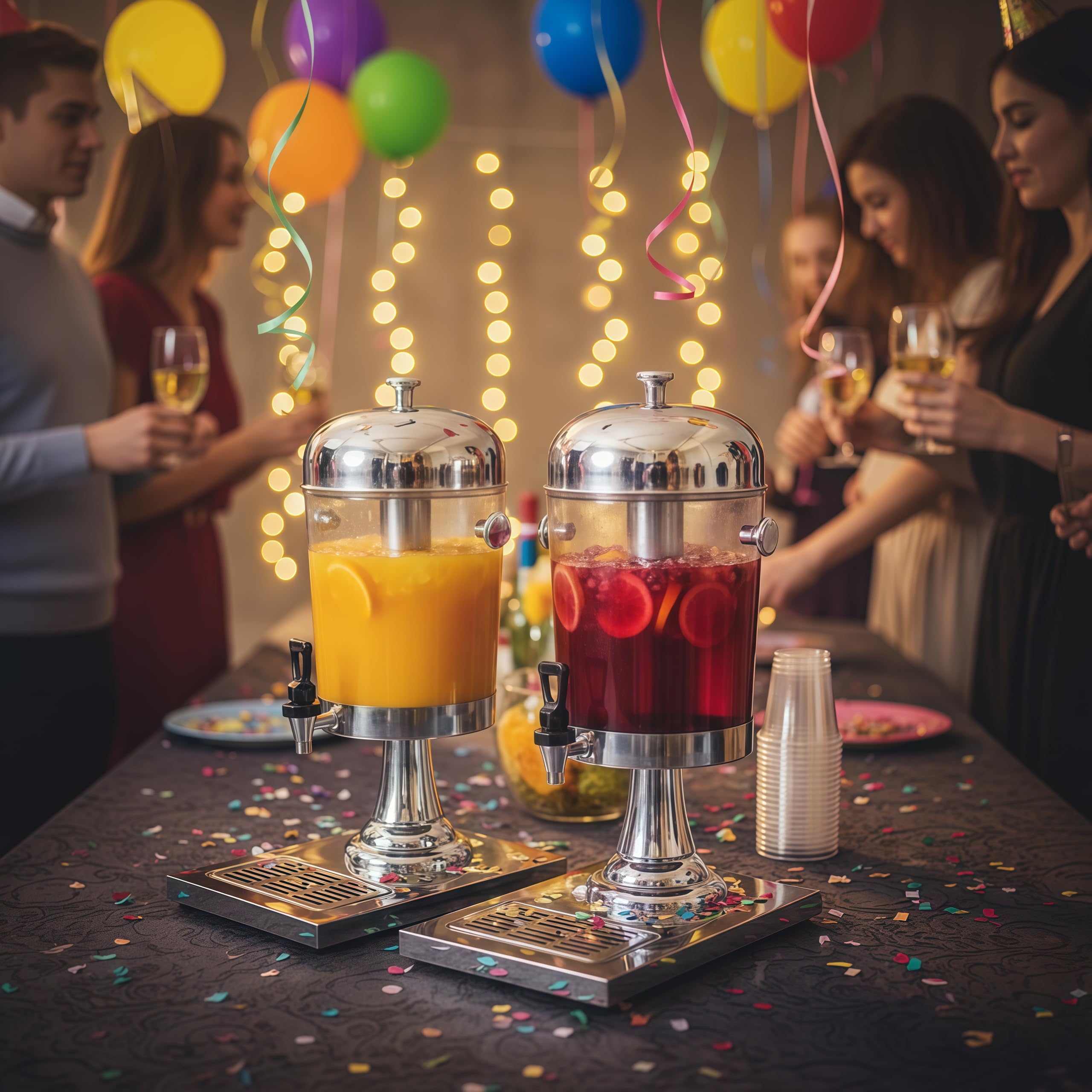 Distributore di succo 2 x 8 L dispenser per bevande con rubinetto e camera di ghiaccio, distributore di bevande commerciali per bevande calde/fredde per tè, limonata, caffè, cocktail