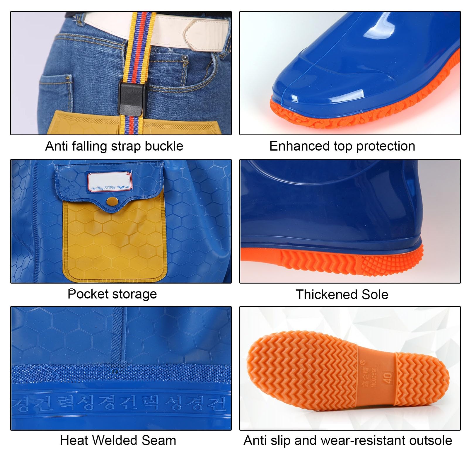 Stivali da Pesca Stivali da Pescatore da Uomo E da Donna con Tasche in PVC Leggero Impermeabile Stivali da Pescatore per La Pesca E La Caccia
