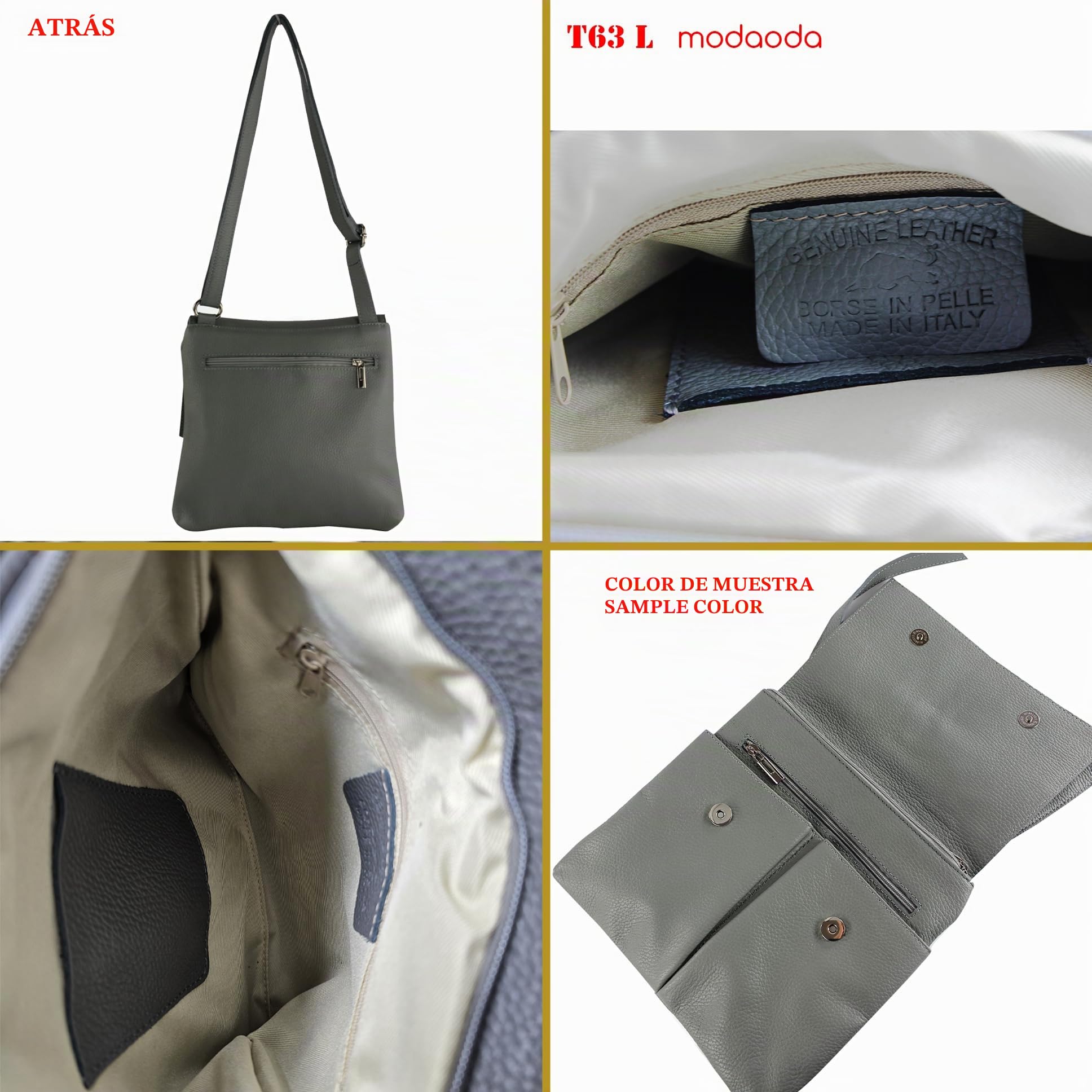 modamoda de - T63LEDER - Bolso bandolera de piel para mujer