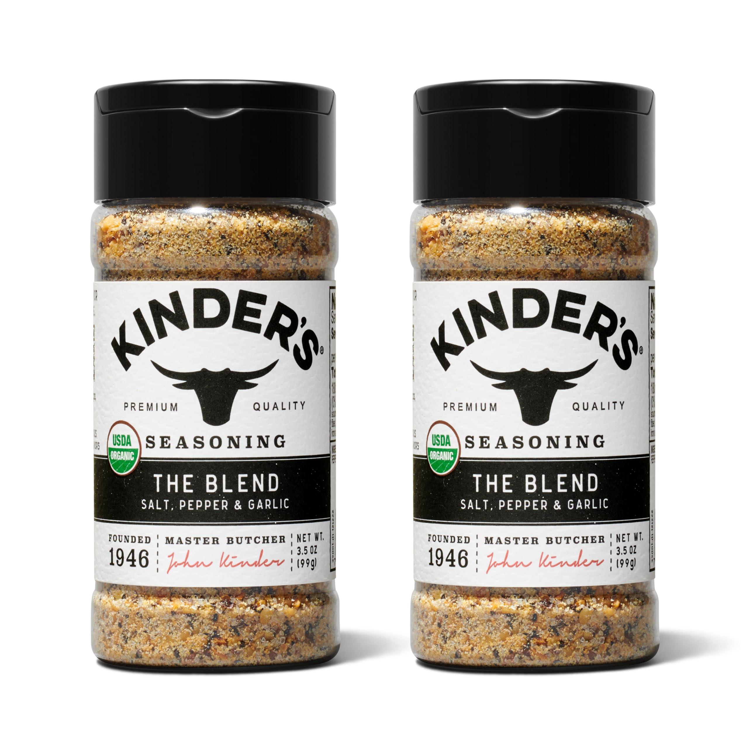 Organic The Blend (Salt, Pepper and Garlic), Premium Quality Seasoning, MSG Free and USDA Certified Organic, 3.5oz 2 Pack
