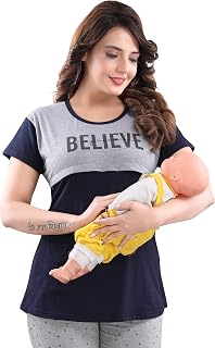 ATTEMPT Women's Cotton Printed Maternity Feeding Top Price In India
