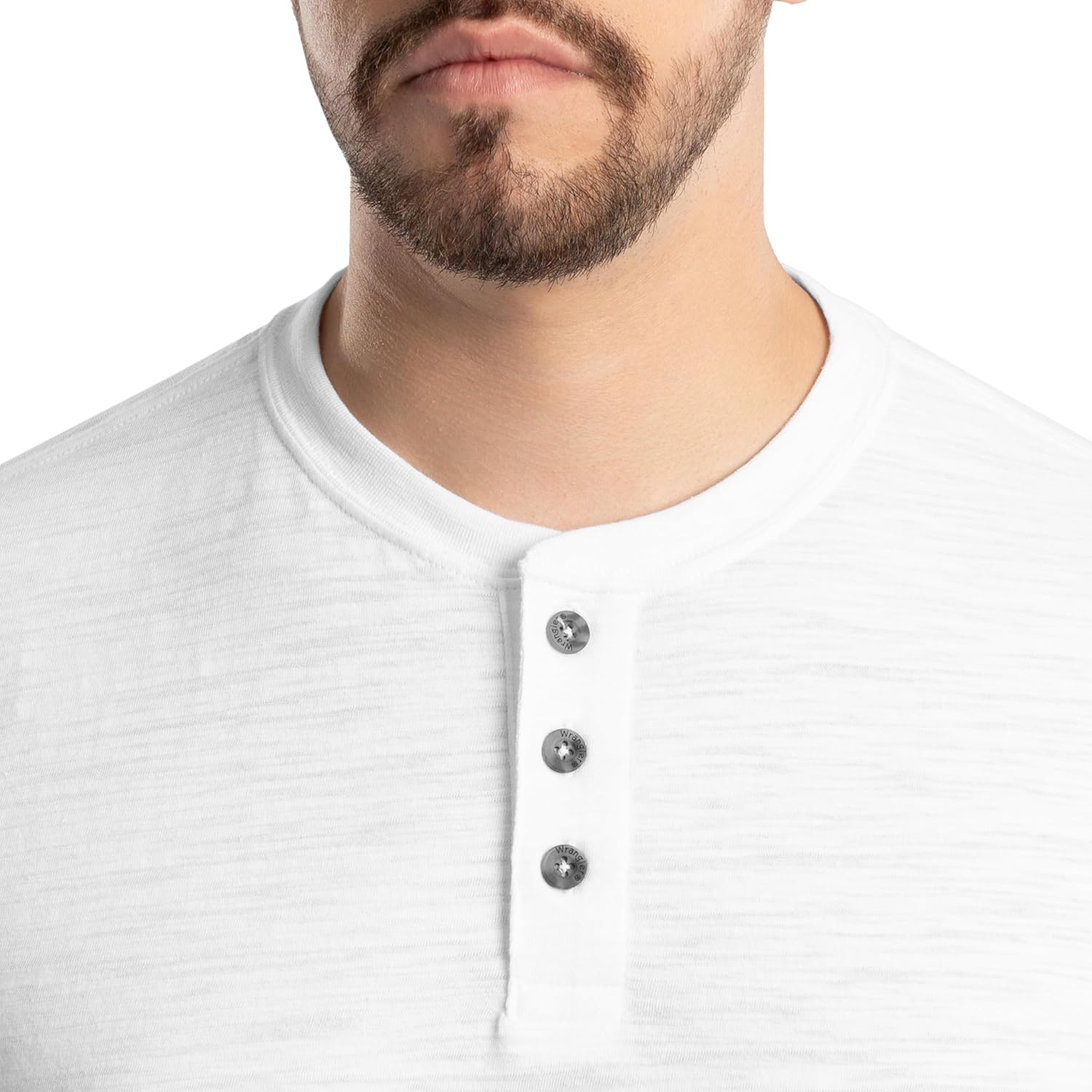 Wrangler Mens Short Sleeve Recycled Slub Jersey Workwear Henley T-Shirt - Image 3