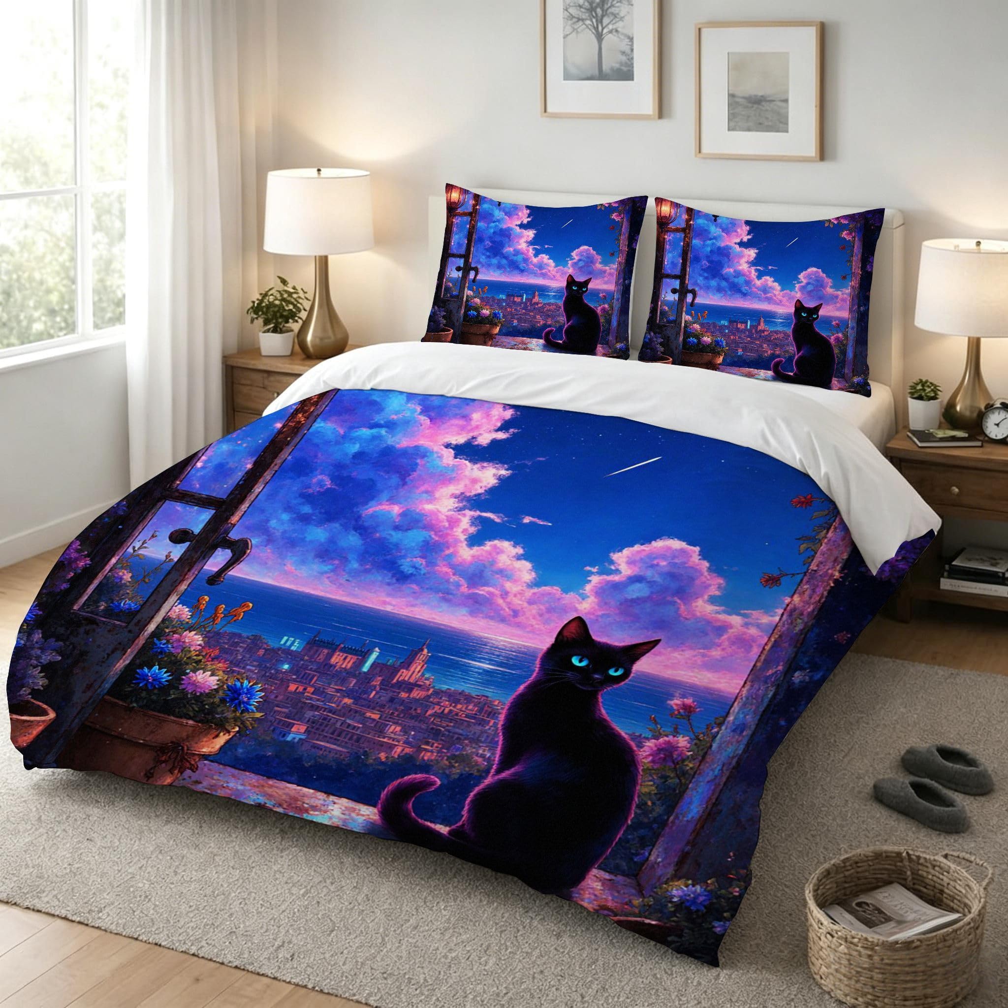 Funda Nórdica Cama 180, 240x260 cm Gato Morado, AQ2382