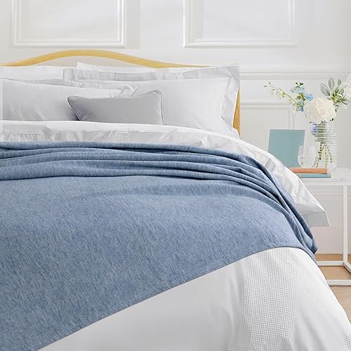 Miniatura 9 de Tribeca Living Manta de algodón con tejido de gofre, tamaño King, ropa lavada, suave, ligera, transpirable, de gran tamaño, para todas las