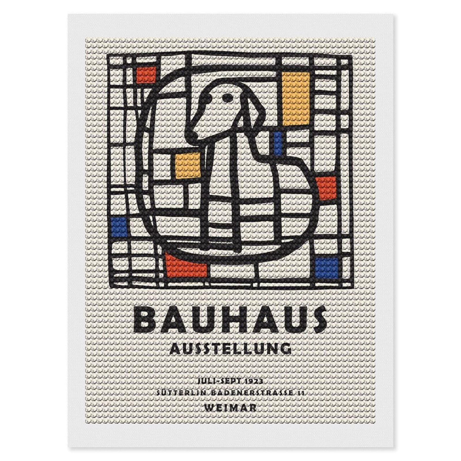 Junmoney Bauhaus Dog Diamond Painting Set 12"x16", Stress Relief Craft, Easy to Enjoy, Vintage Style Decor, Festive Craft Gift