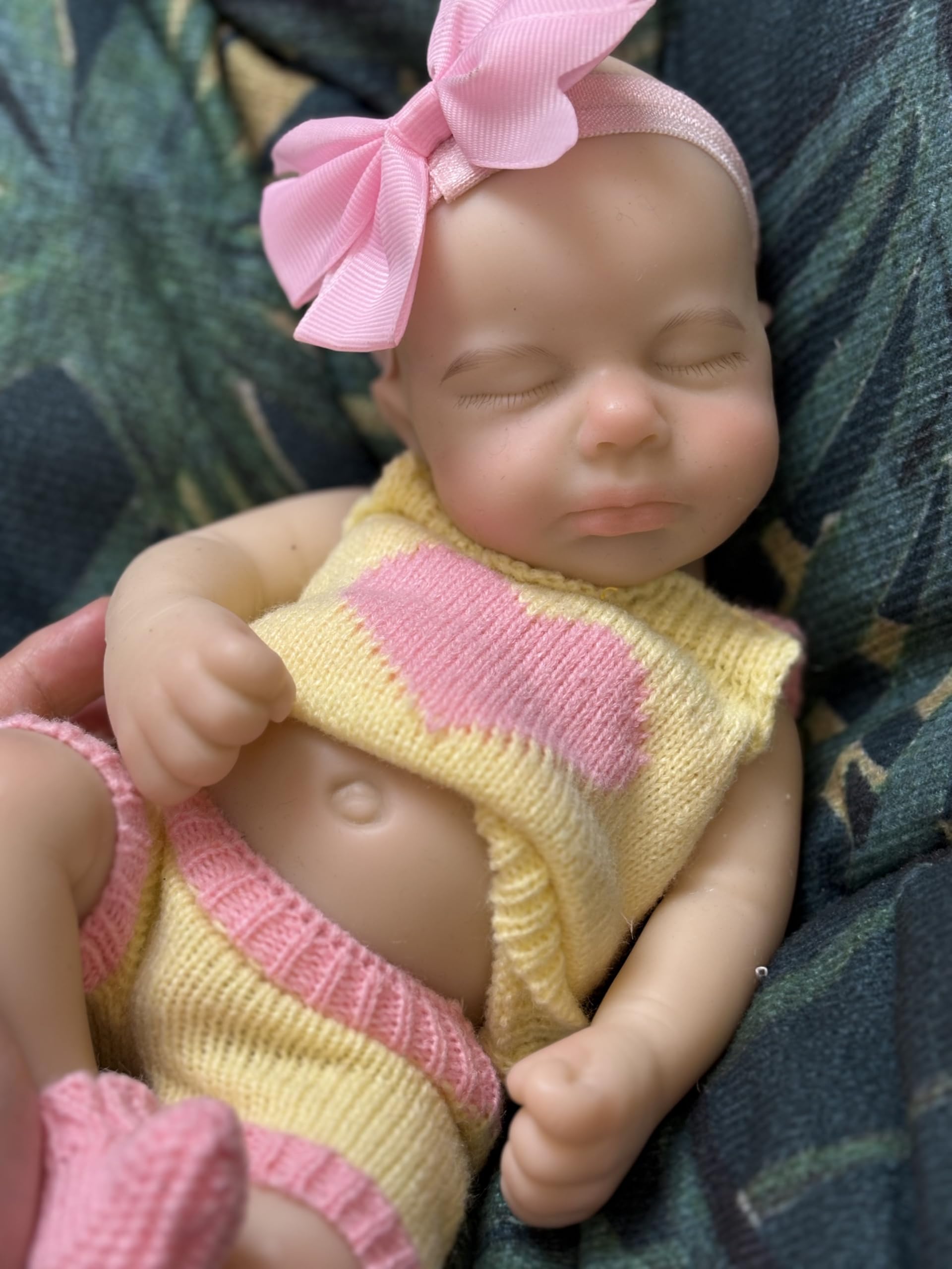 Abenduot Bambola del neonato realistica in silicone da 33 cm, bocca apribile, corpo intero, loulou, regalo per bambini