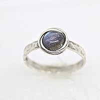 Vista 74 de Anillo de plata de ley con piedras preciosas para mujer, anillo apilable de piedra martillada, anillo de piedra natal