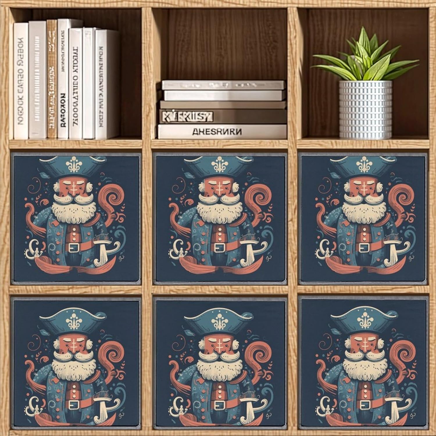 Pirate Characters Storage Cubes Set of 6 Storage Bins with Handles Collapsible Storage Basket Fabric Storage Box for Shelves Large Closet Shelf Organizer for Organization 11 Inch