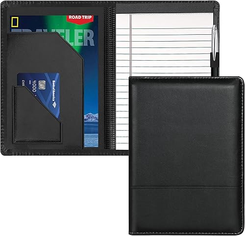 Carpeta Junior Padfolio Carpeta A5 con bloc de escritura de 5 x 8 pulgadas y bolsillo interior de almacenamiento, organizador ejecutivo de negocios