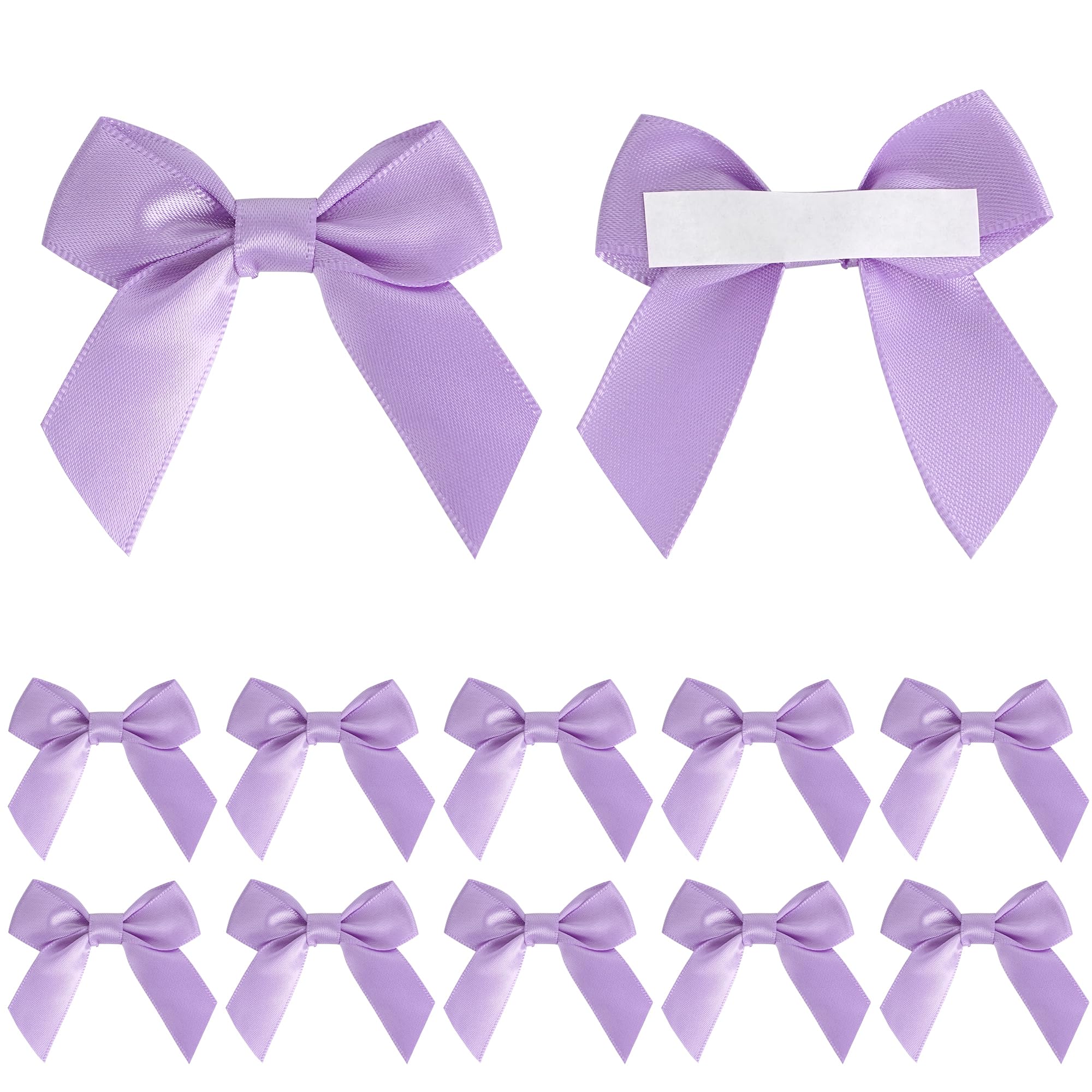 AIMUDI Lavender Satin Ribbon Bows, 2" Self-Adhesive Satin Bows, 50 PCs, Perfect for Gift Wrapping, Baby Shower, Wedding, Birthday Party Decorations