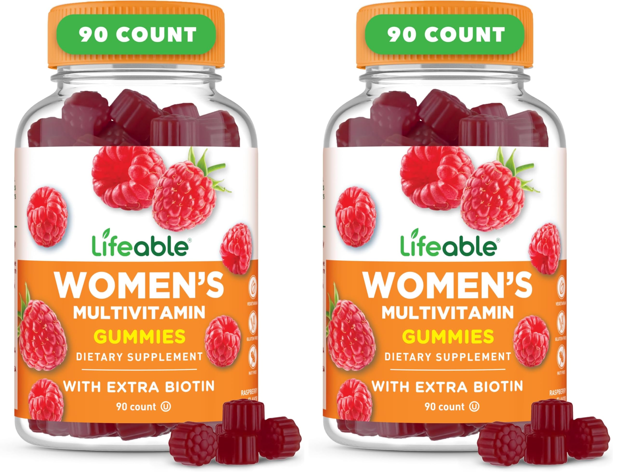 Lifeable Womens Multivitamin Gummy | with Vitamin A, C, D, E, Niacin, B6, Folate, B12, Biotin, Pantothenic Acid, Iodine, Zinc | Great Tasting Multivitamin for Women Gummies | 90 Gummies (Pack of 2) 90 Count (Pack of 2)