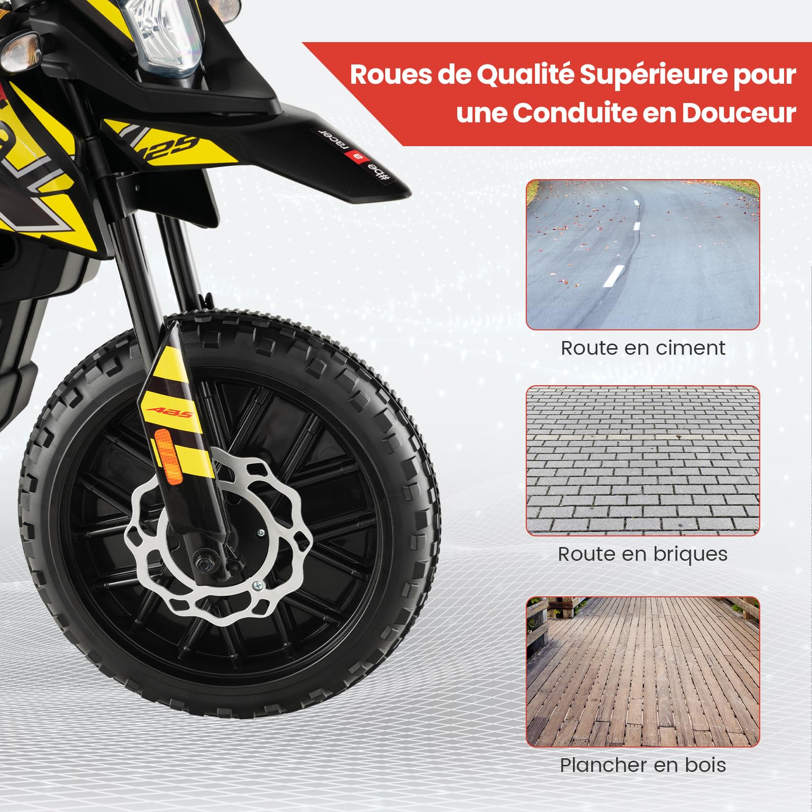 COSTWAY Aprilia Moto Électrique pour Enfants 3-8 Ans avec Musique & Lumière, Voiture Électrique Enfants avec 2 Roues d'Entraînement, Vitesse 5,5-6 km/h, Charge 30KG, 106,5 x 56 x 80CM…