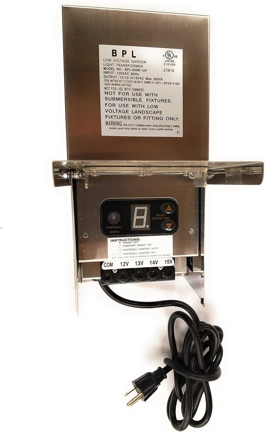 Flаѕh Dеаlѕ - 70% оƒƒ 300W Watt Multi Tap 120 Volt AC to 12-15V Volt LED & Halogen - Low Voltage Landscape Lighting Indoor/Outdoor Weatherproof Transformer Power Pack w Digital Timer, Photocell Sensor - Stainless Steel