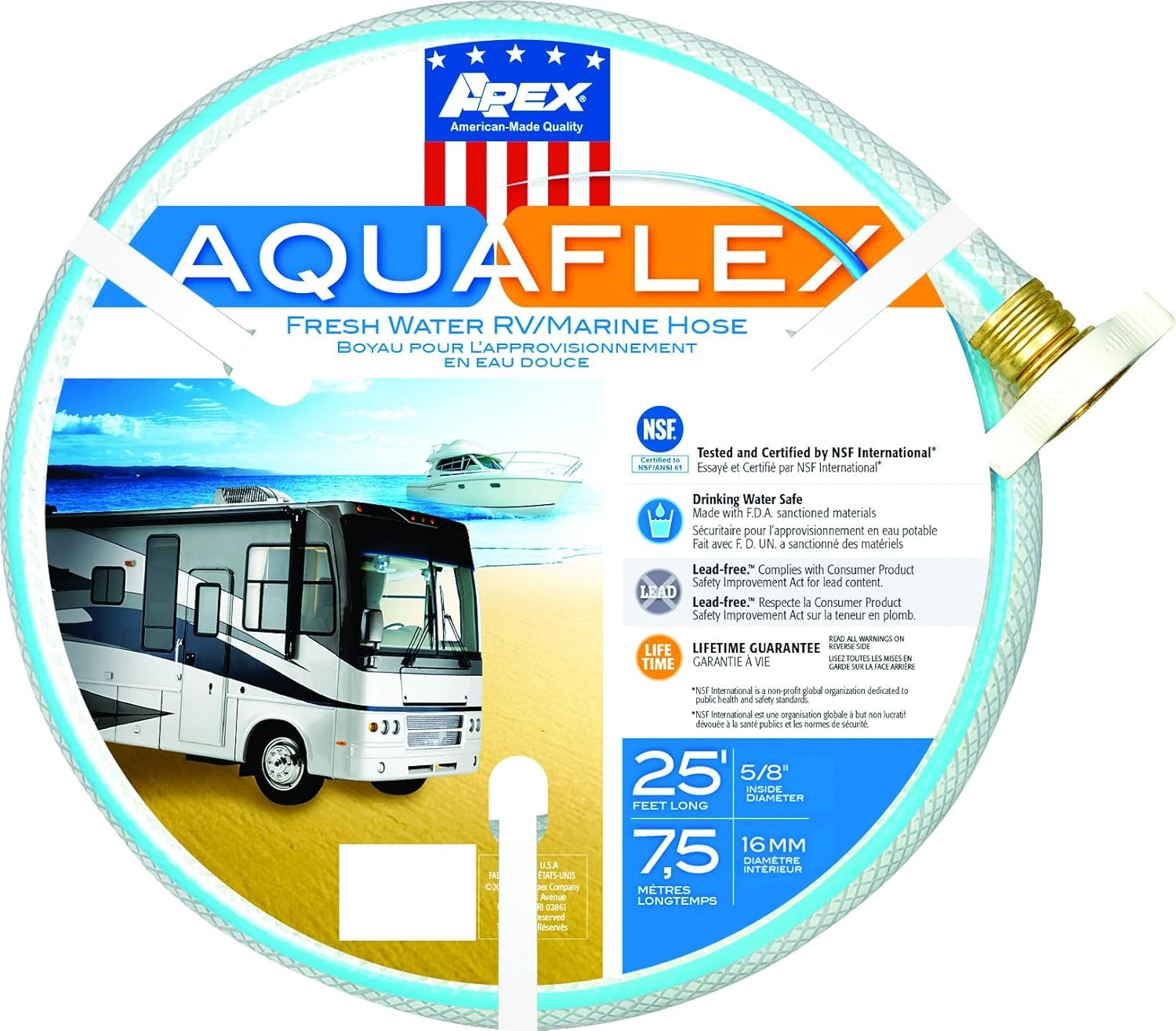 Teknor Apex 8503-25 RV Trailer Camper Fresh Water Aquaflex Water Hose 5/8" X 25'