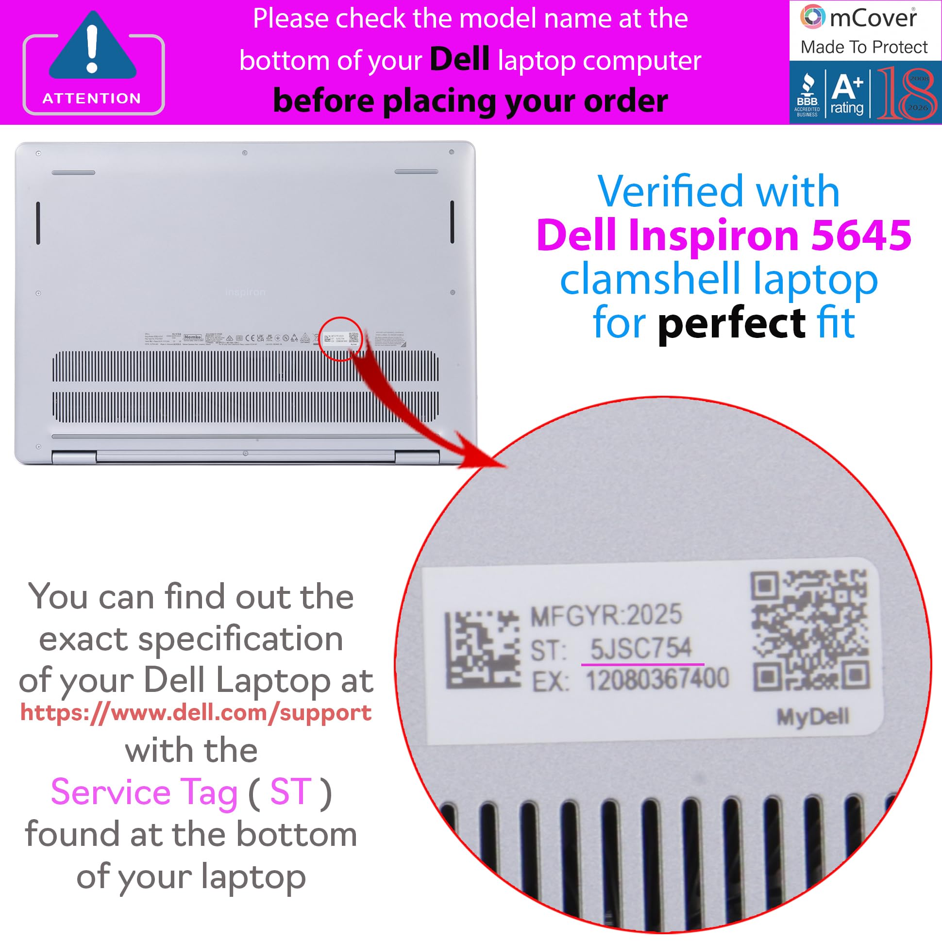 mCover Custodia compatibile solo con Dell Inspiron 16 5640 5645 serie 2024 ~ 2025 da 16 pollici PC portatili Windows a conchiglia (non compatibile con altri modelli Dell), trasparente
