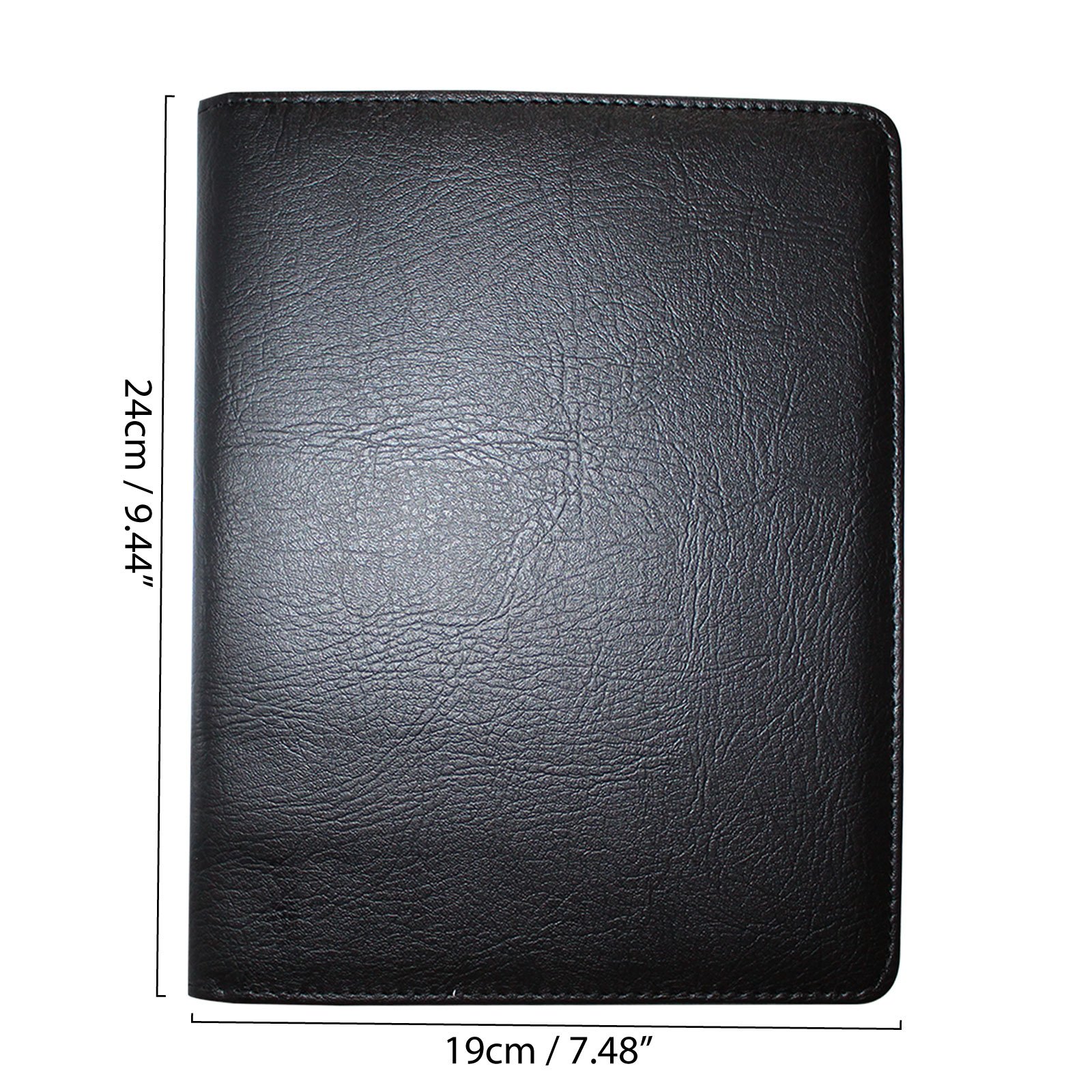 Kurtzy Carpeta Portadocumentos A5 Cuero Negro - Carpeta con Pinza Organizador Empresa Oficina Trabajo Portafolio con Bolsillo - Porta Documentos, Soporte Tarjeta, Bloc de Notas