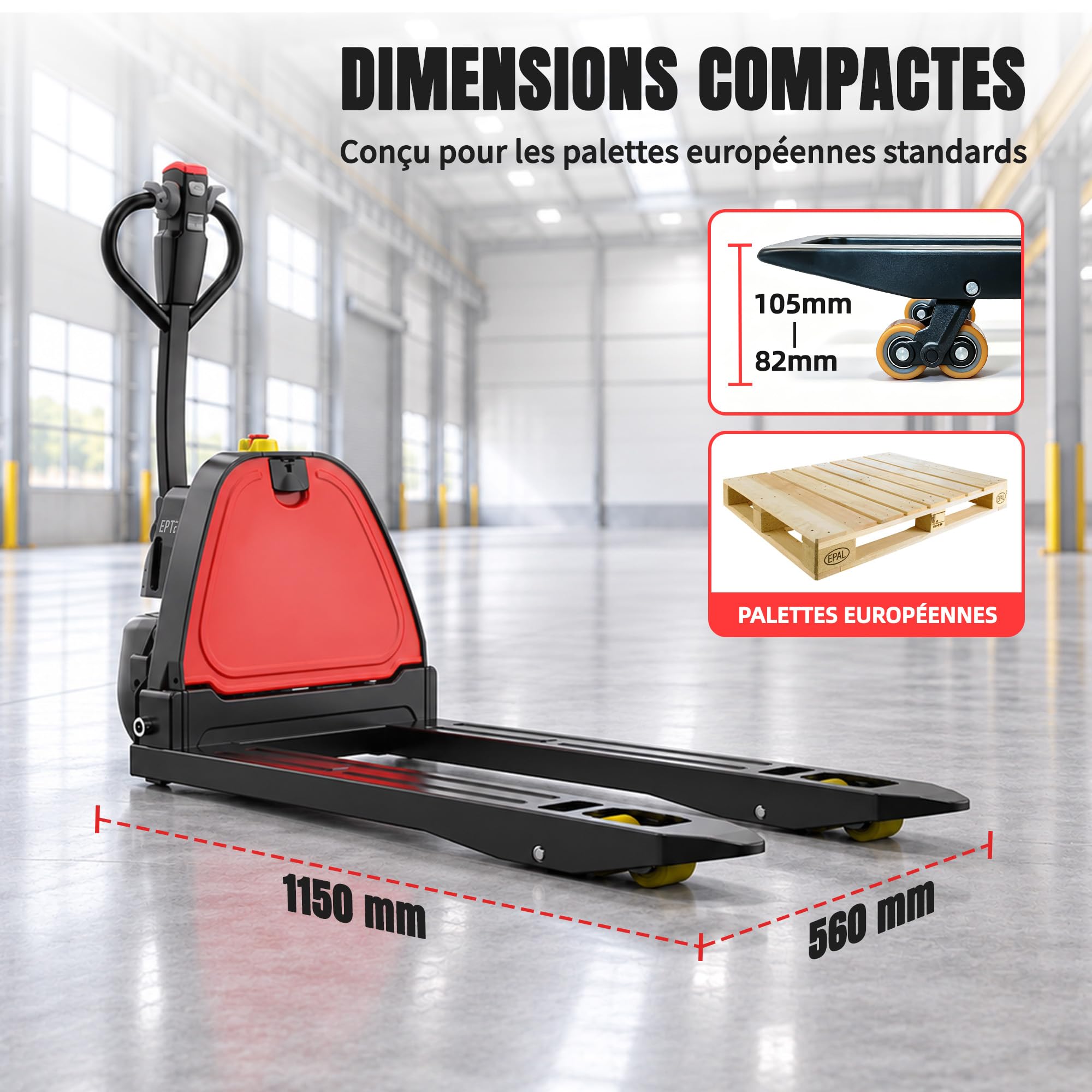 EPT20-EZ Transpalette électrique Lithium 2000 kg, fourches 1150 mm