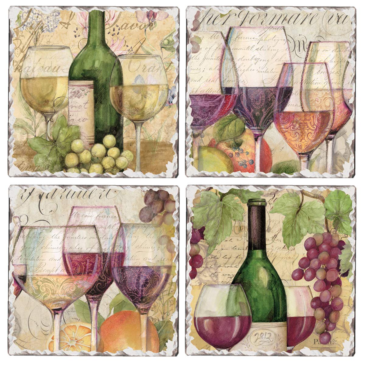 Amazon｜CounterArt Set of 4 Assorted Tumbledタイルコースター 