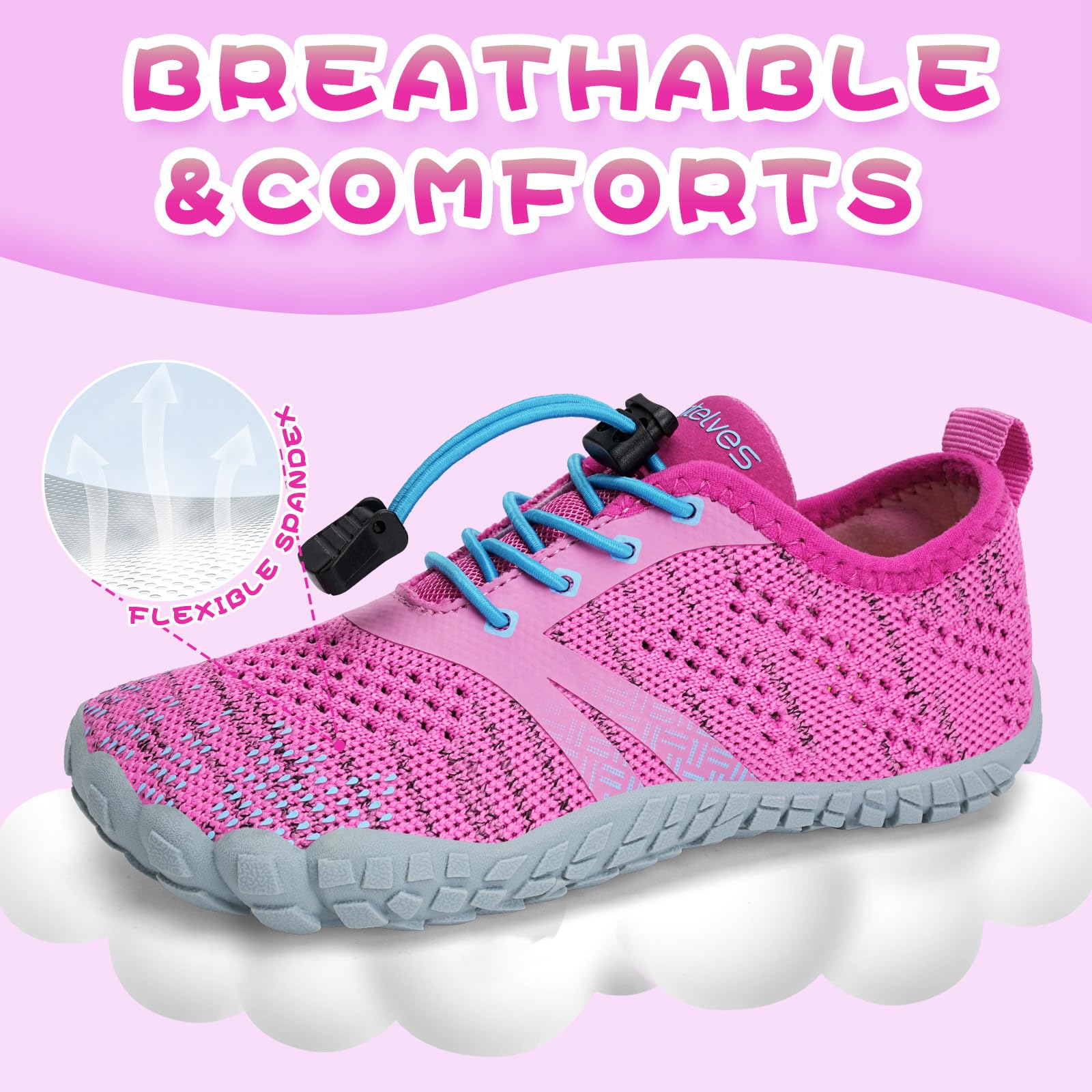 WateLves Barfussschuhe Kinder Jungen Mädchen Barfußschuhe Wasserschuhe Aqua Badeschuhe für Strand Pool Schnell Trocknen Wassersport Rrutschfester gr 25-36