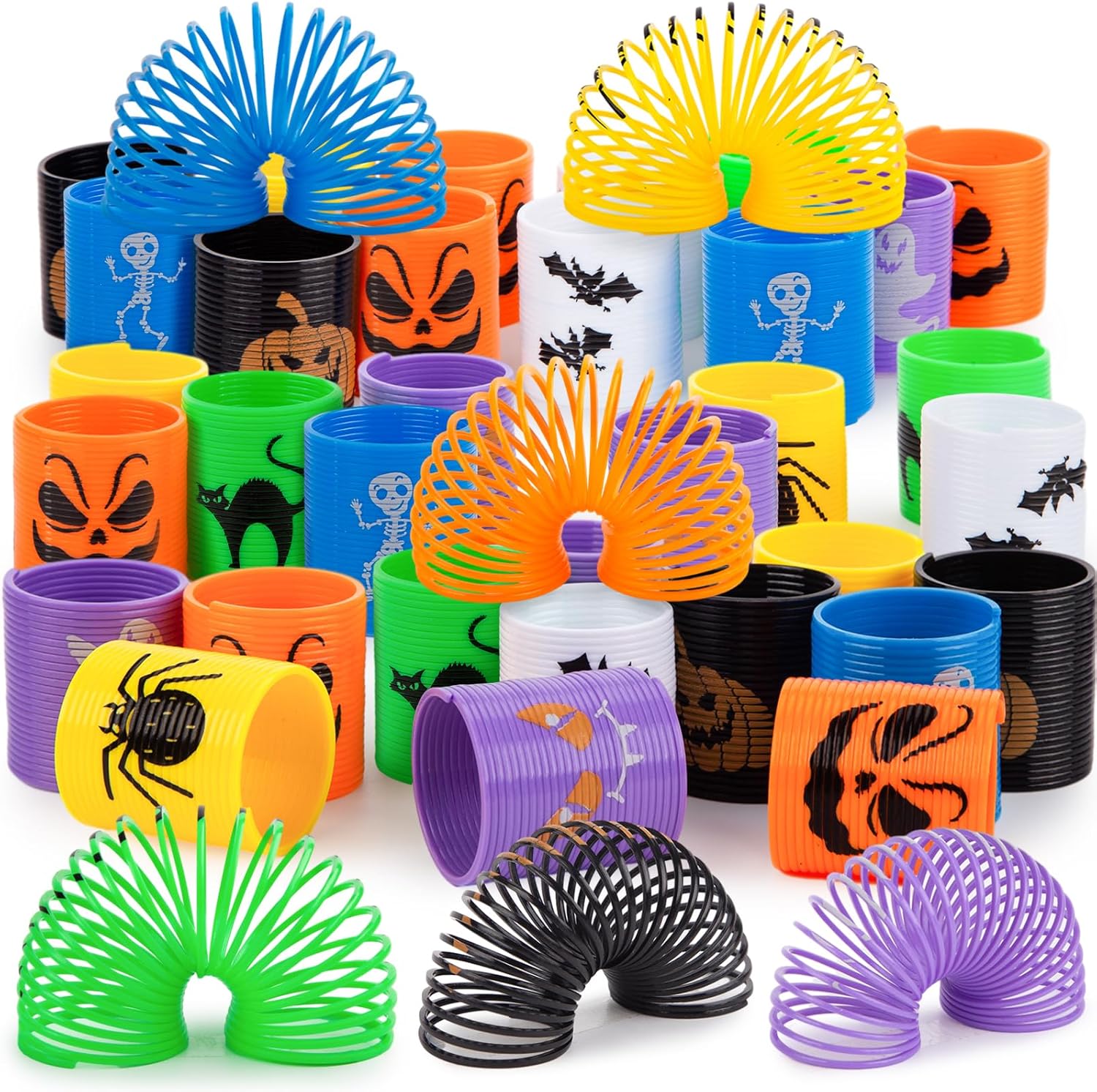 LovesTown 40PCS Halloween Coil Springs, Fidget Toys for Kids, Mini Springs Bulk for Party Carnival Prize, Goodie Bag Stuffers, Treat Toys