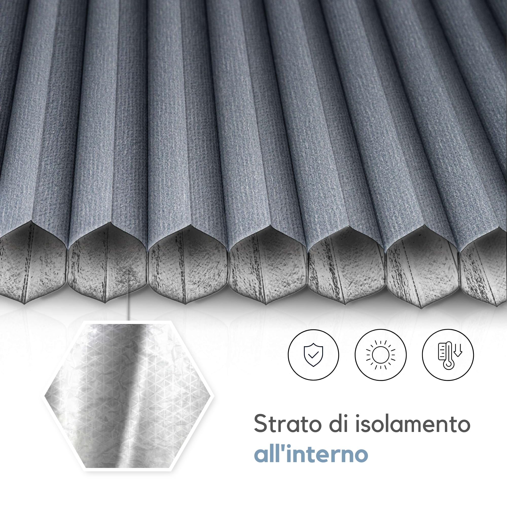 Zero Home - Tende Plissettate Termiche su Misura con Foratura,100% Oscuramento,Montaggio a Vite,Veneziane da Interno, Tende per Finestre,Tendine Finestra a Vetro,Larghezza 30-129 cm,Altezza 50-149 cm