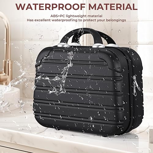 Miniatura 24 de Noverlife Estuche de viaje cosmético portátil de 14 pulgadas, a prueba de presión, ABS, maleta, mini equipaje de mano de viaje con banda elástica