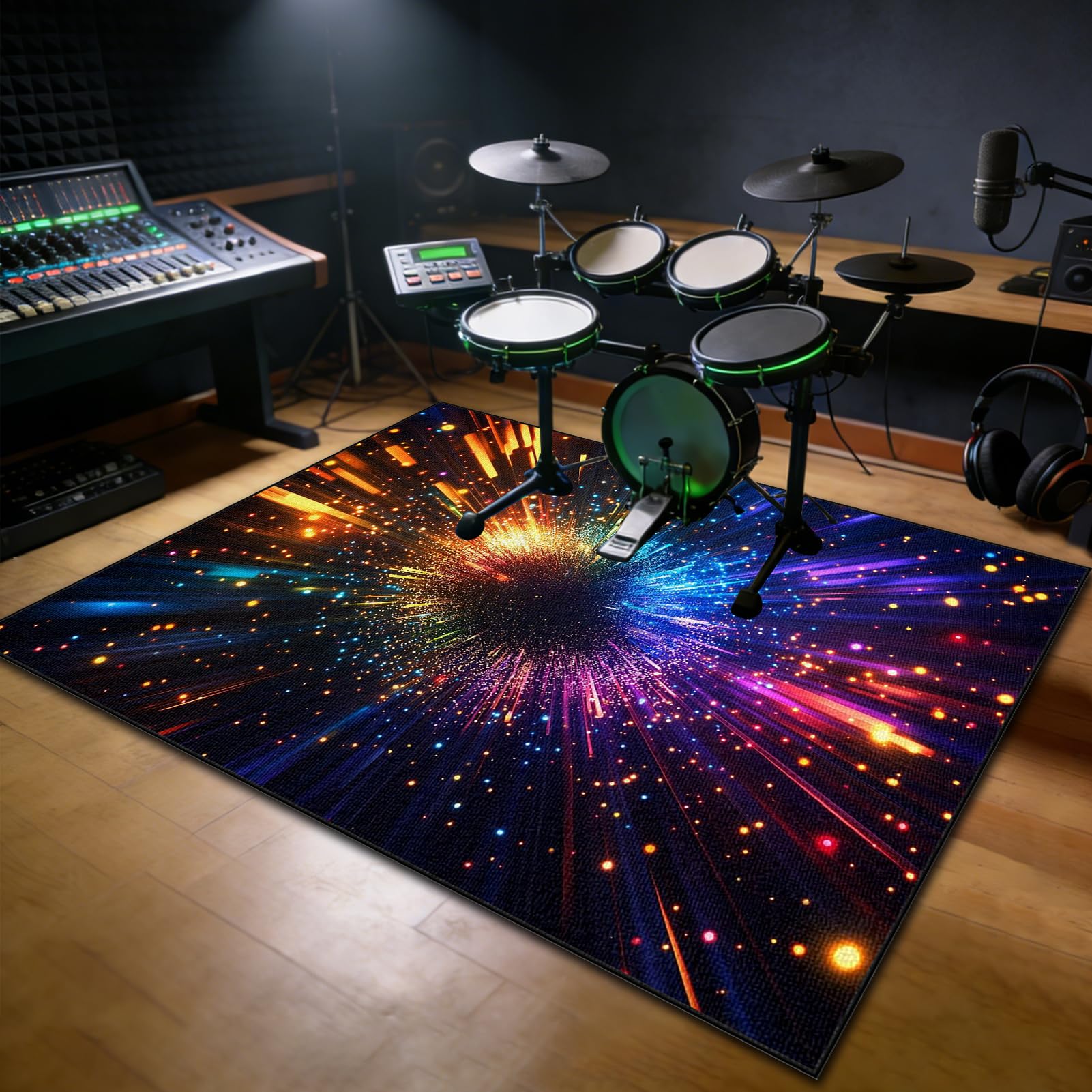 Schlagzeugteppich rutschfest Professionelle Schalldicht Drum Teppich Matte 140 x 120 cm Elektronisches Jazz Schlagzeug Kit Schallschutz Trommel Teppiche für Bass Snare Drum Musikinstrument-Teppich