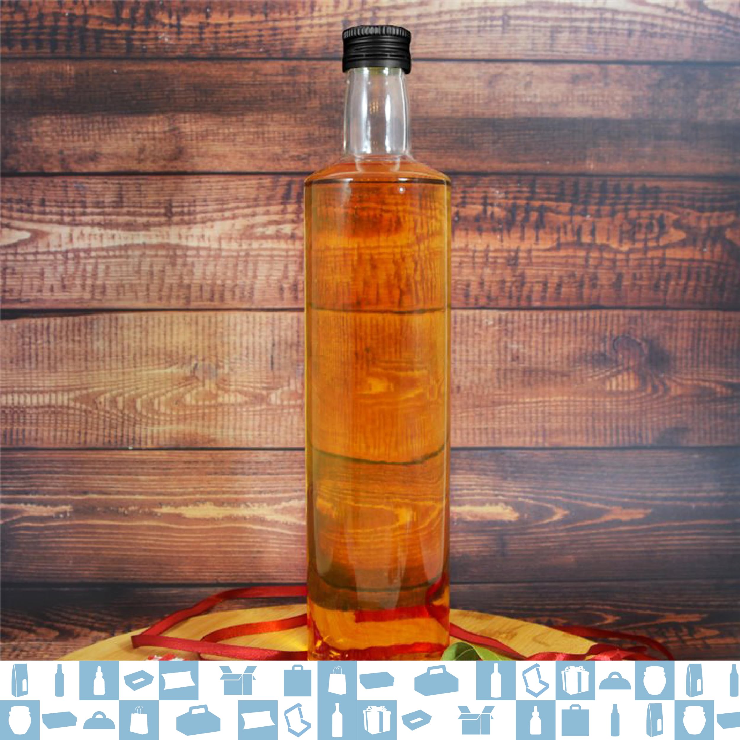 Espirito Rebelde - 20 botellas de vidrio oscuro 750 ml con tapón de rosca dorado - aceite de oliva, vinagre, alcohol - aceitera de cristal