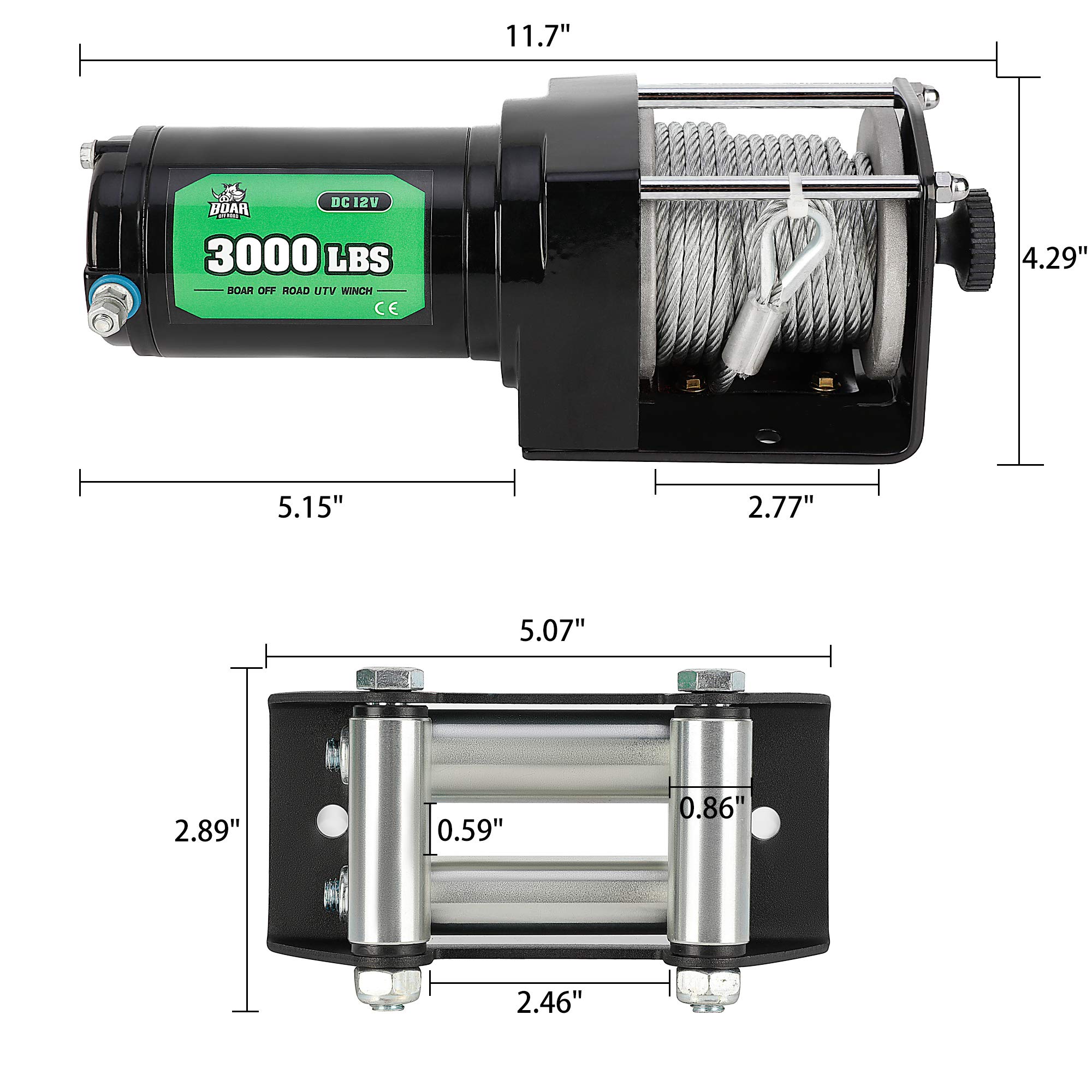 Buy OFF ROAD BOAR 3000lb. Load Capacity Electric Winch Kit, 12V Steel
