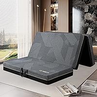 GEMBED Queen Tri-Fold Memory Foam Mattress 6" Thick - Portable Non-Slip Folding Sofa Bed for Camping RV Guests Yoga 78x58"