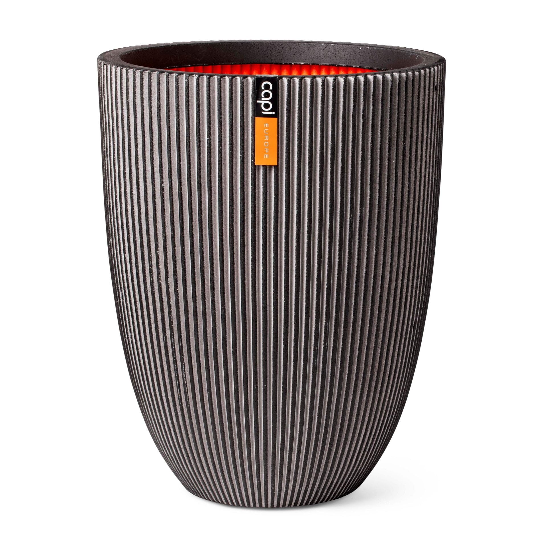 Capi Europe - Gefäß elegant niedrig Groove NL - 46x58 - Anthrazit - Blumentopf für den Innen- und Außeneinsatz - Übertopf - Pflanztopf - Pflanzgefäß - Kunststoff - KGVZ783