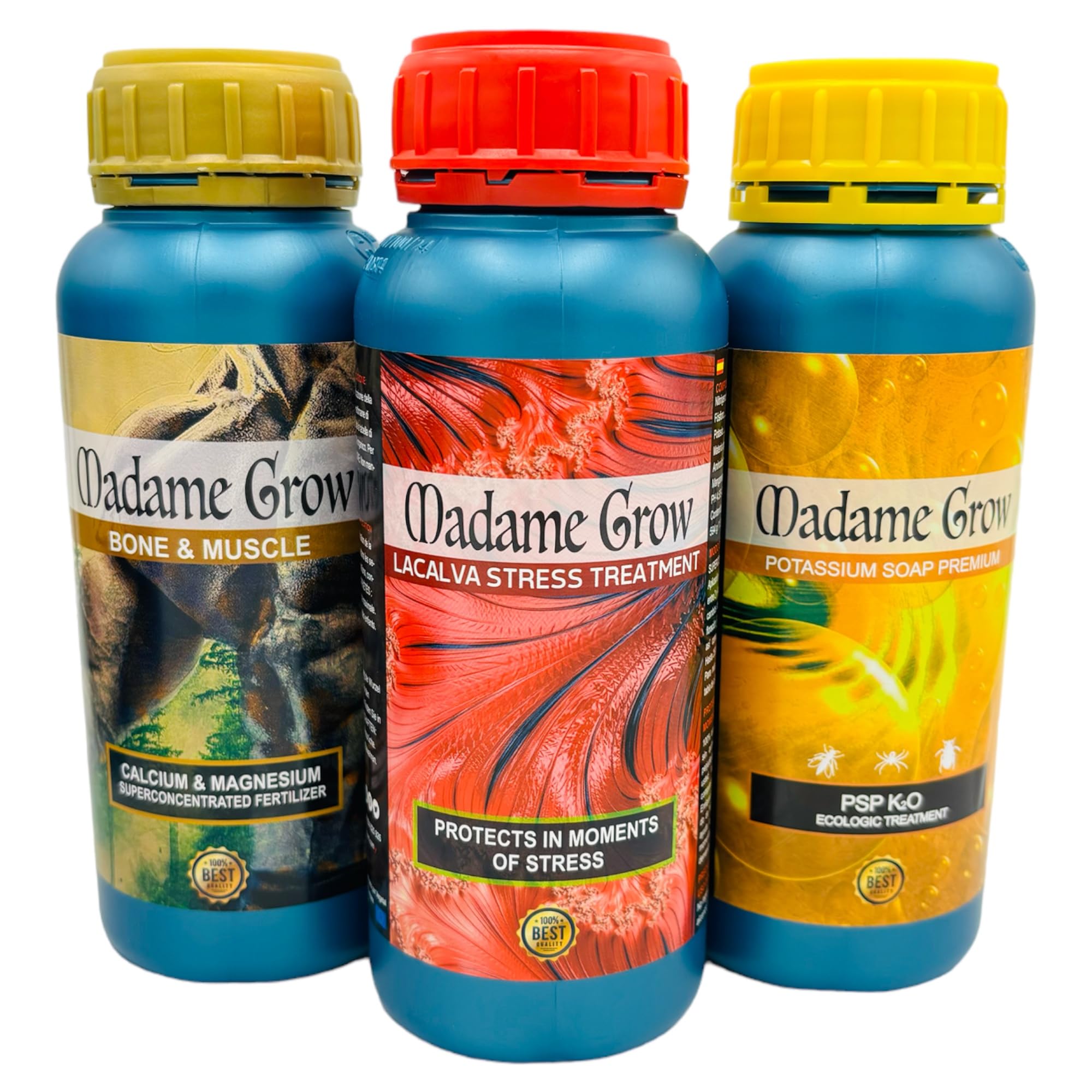 Madame Grow Kit Fertilizzanti Organici 3x500ml - Concimi Biologici Superconcentrati, Ciclo Completo Crescita e Fioritura per Piante, Vegetal Bioplant