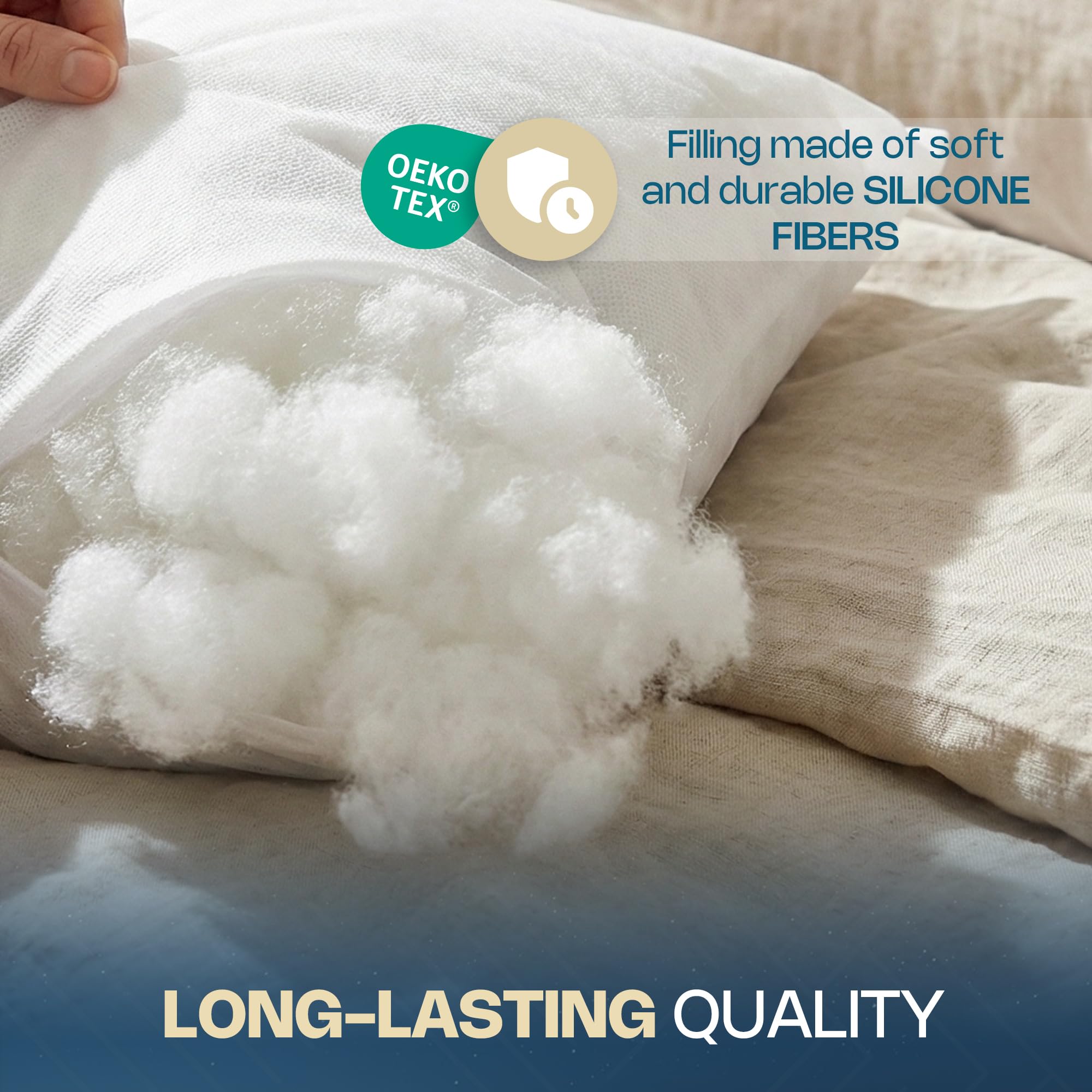 SuperKissen24. Lot de 6 Oreillers Moelleux - Coussin avec Garnissage Fibre Polyester - Lavable Rembourrage Coussin - Hypoallergenique Coussin de Canapé Decoratif - Good Sleep Blanc 40x40 cm
