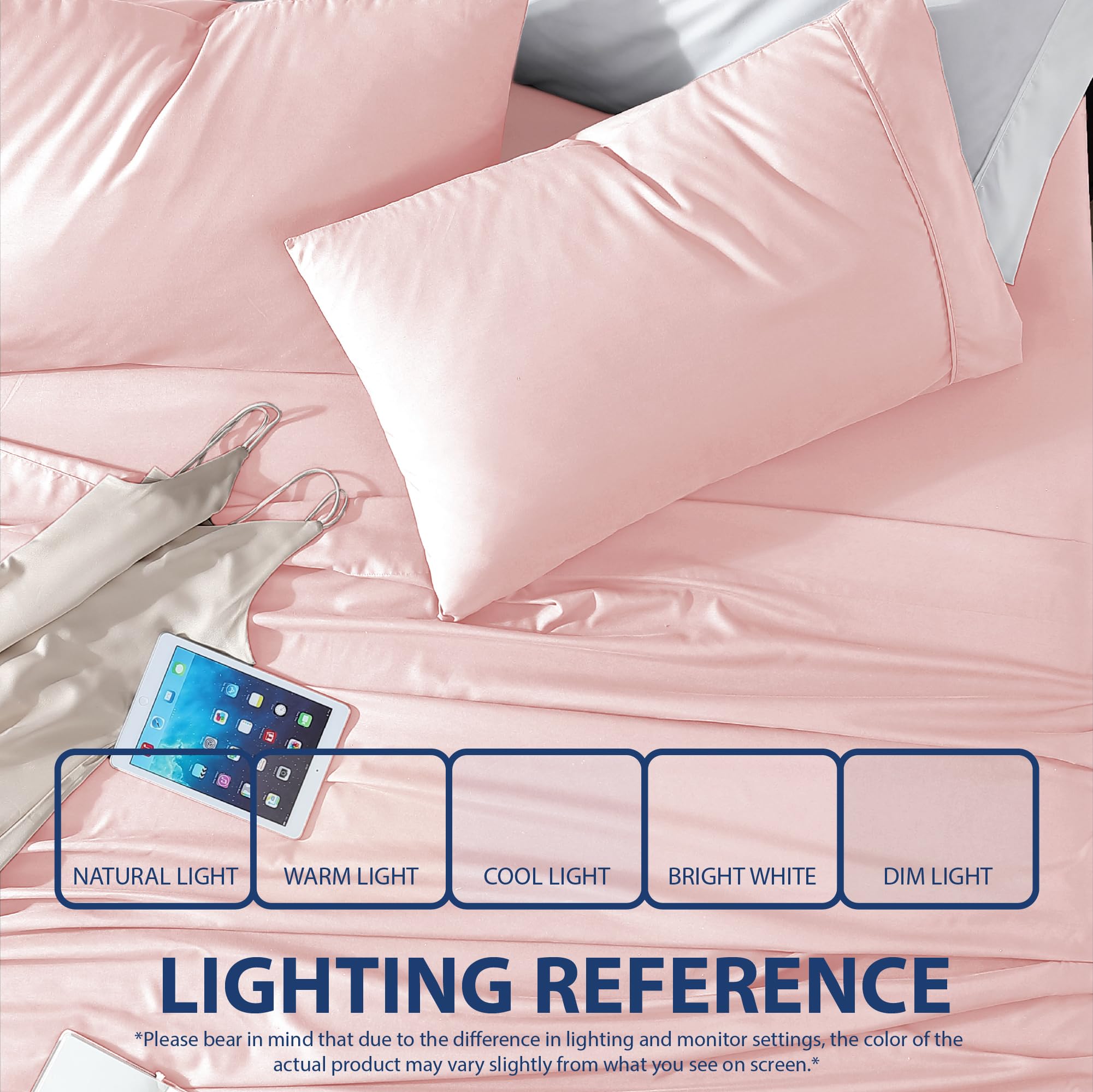 Cathay Home Essentials Ultra Soft Hypoallergenic Wrinkle Resistant Double Brushed Microfiber Bedding Sheet Set, Blush, Twin XL - Image 4