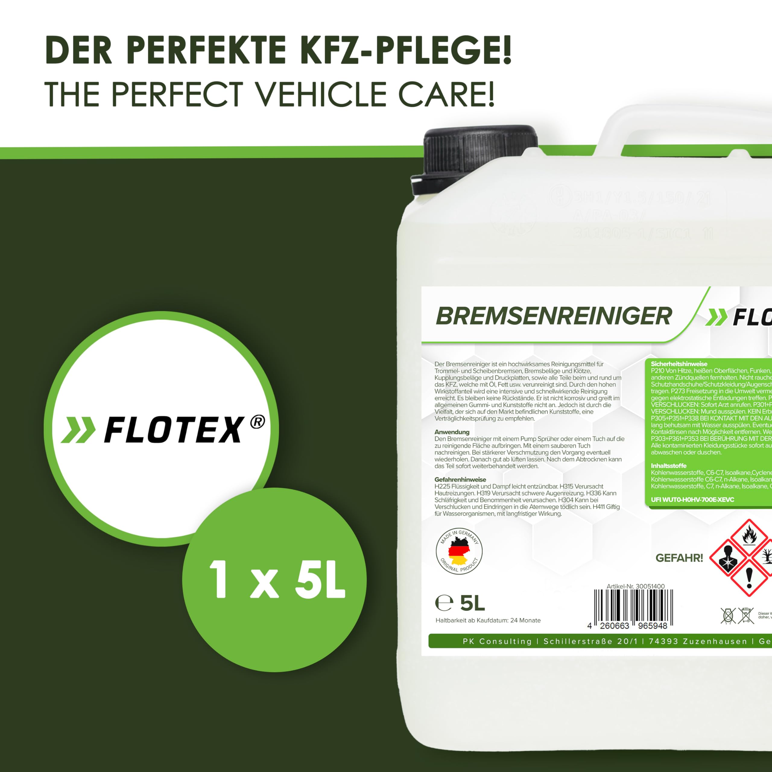 Bremsenreiniger 5 Liter | Bremsenservice im 5-Liter-Tank | | Werkstattreiniger frei von Aceton | Schnelle & effektive Reinigung | Schonend & Rückstandsfrei | sehr Kurze Verdunstungszeit
