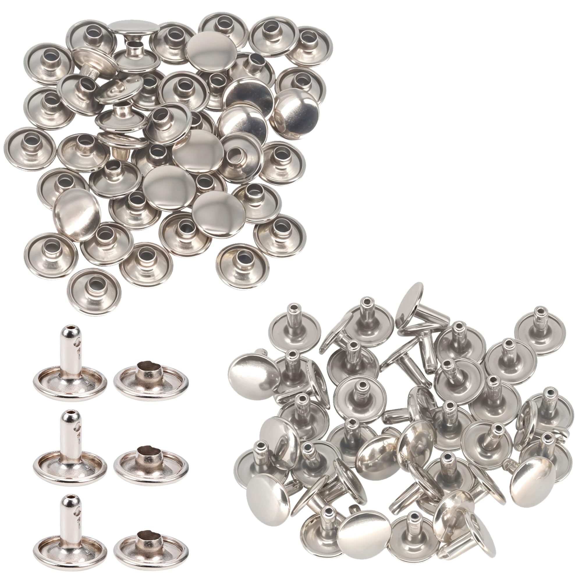 Lot De 100 Rivets Tubulaires Double Face En 2 Parties à Fermeture Solide Pour Ornement De Sacs à Main, Jeans, Ceintures, Colliers Pour Chien Et Maroquinerie 8 Mm