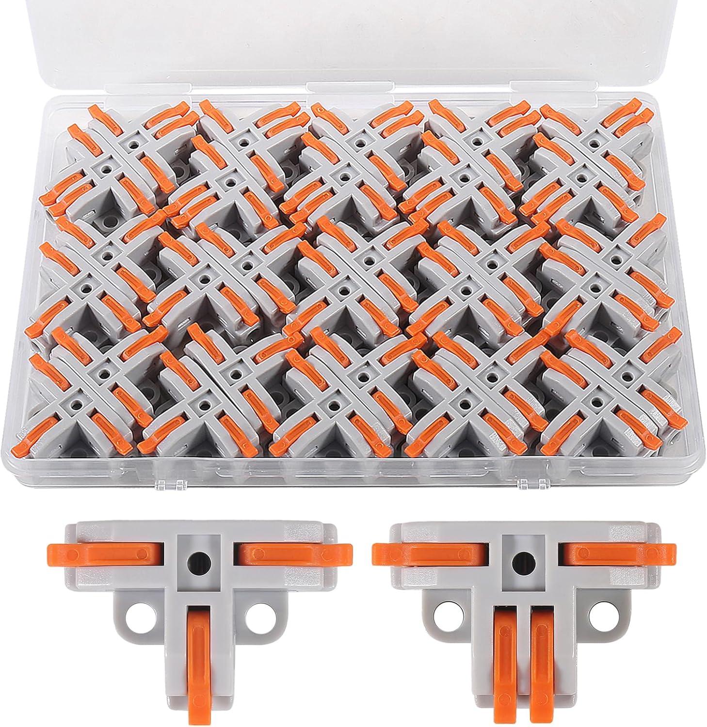 30pcs T-Tap Wire Connectors, 3 Way Quick Wire Splitter Push-in Connectors Kit, Compact Wire Conductor Connector with 3/4 Port Terminals for 24-12 AWG