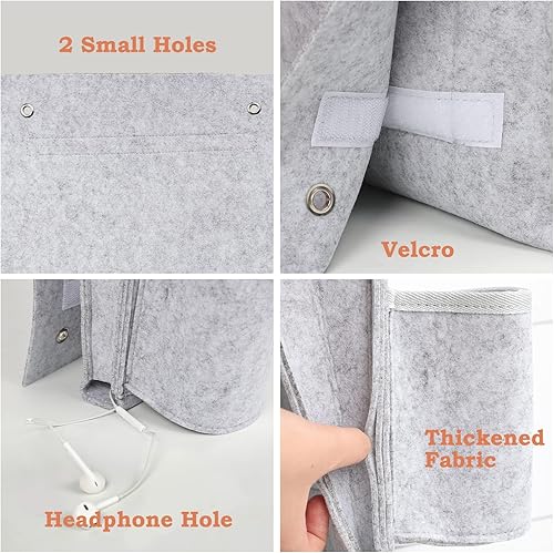 Miniatura 5 de Surblue Organizador de noche de fieltro con soporte para botella de agua para TV, control remoto, lentes de teléfono, 7 bolsillos (gris claro)