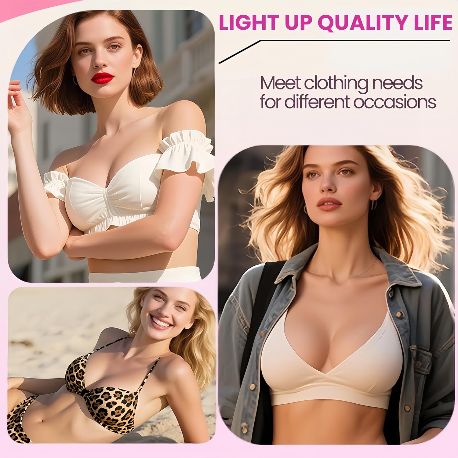 Double Sided Sticky Bra Inserts Reusable Push Up Lift Self-Adhesive Pads for Strapless, Bikini, Swimsuit - Image 7