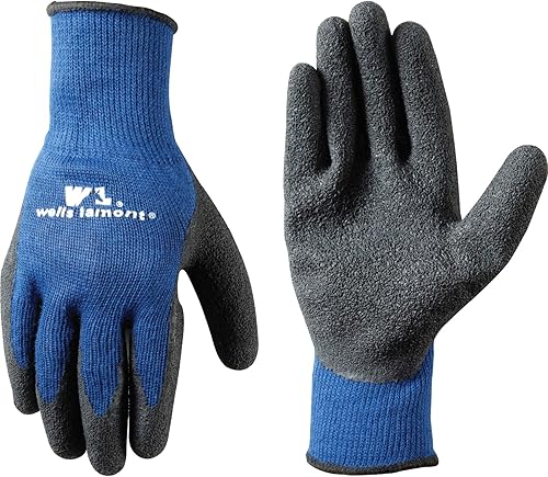 Guantes de trabajo para hombre con revestimiento de látex, extra grandes (Wells Lamont 524), negro sobre azul